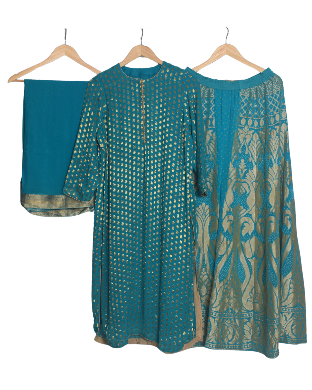 Teal Banarasi Set