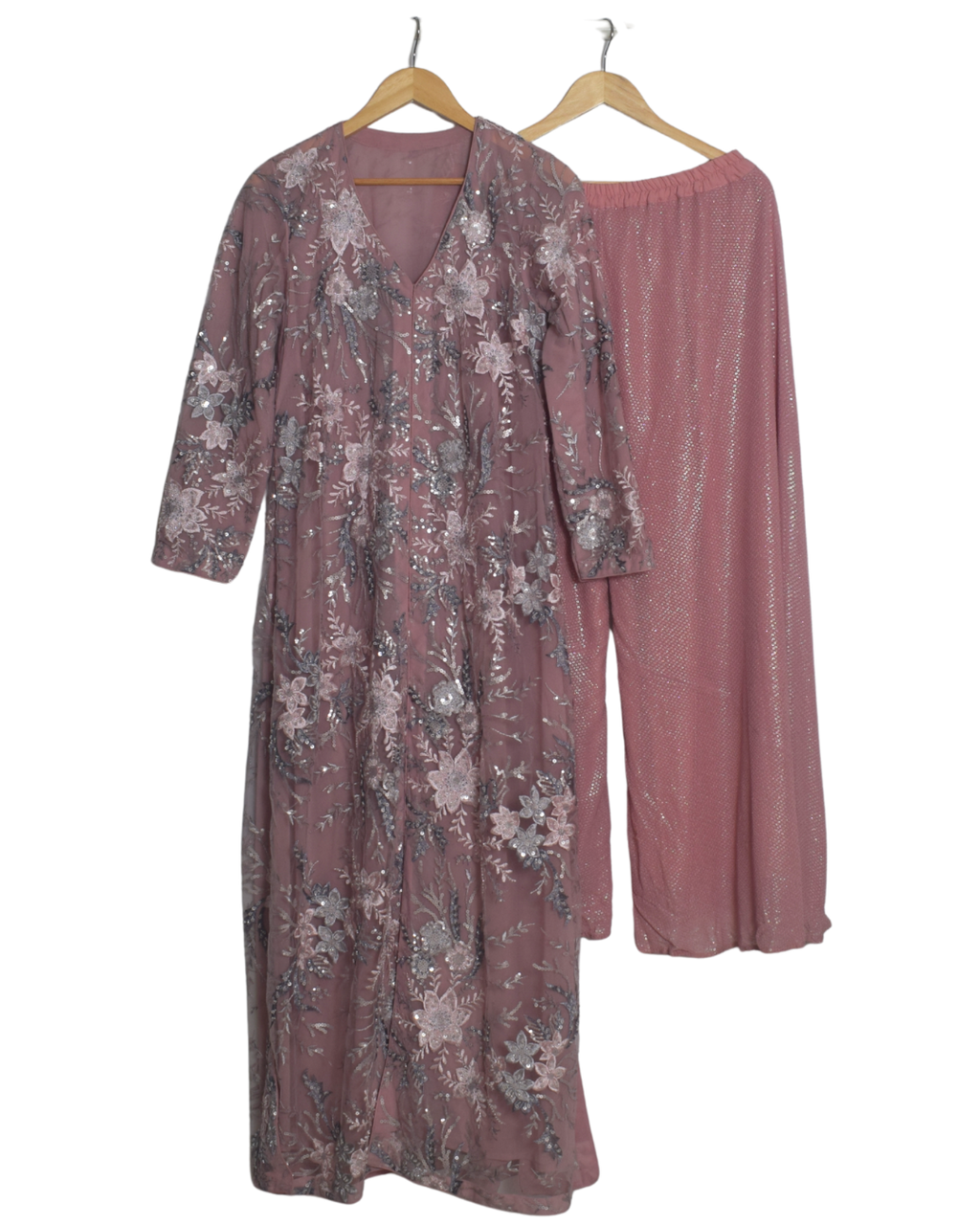Dusty Pink Sequin Embroidered Set