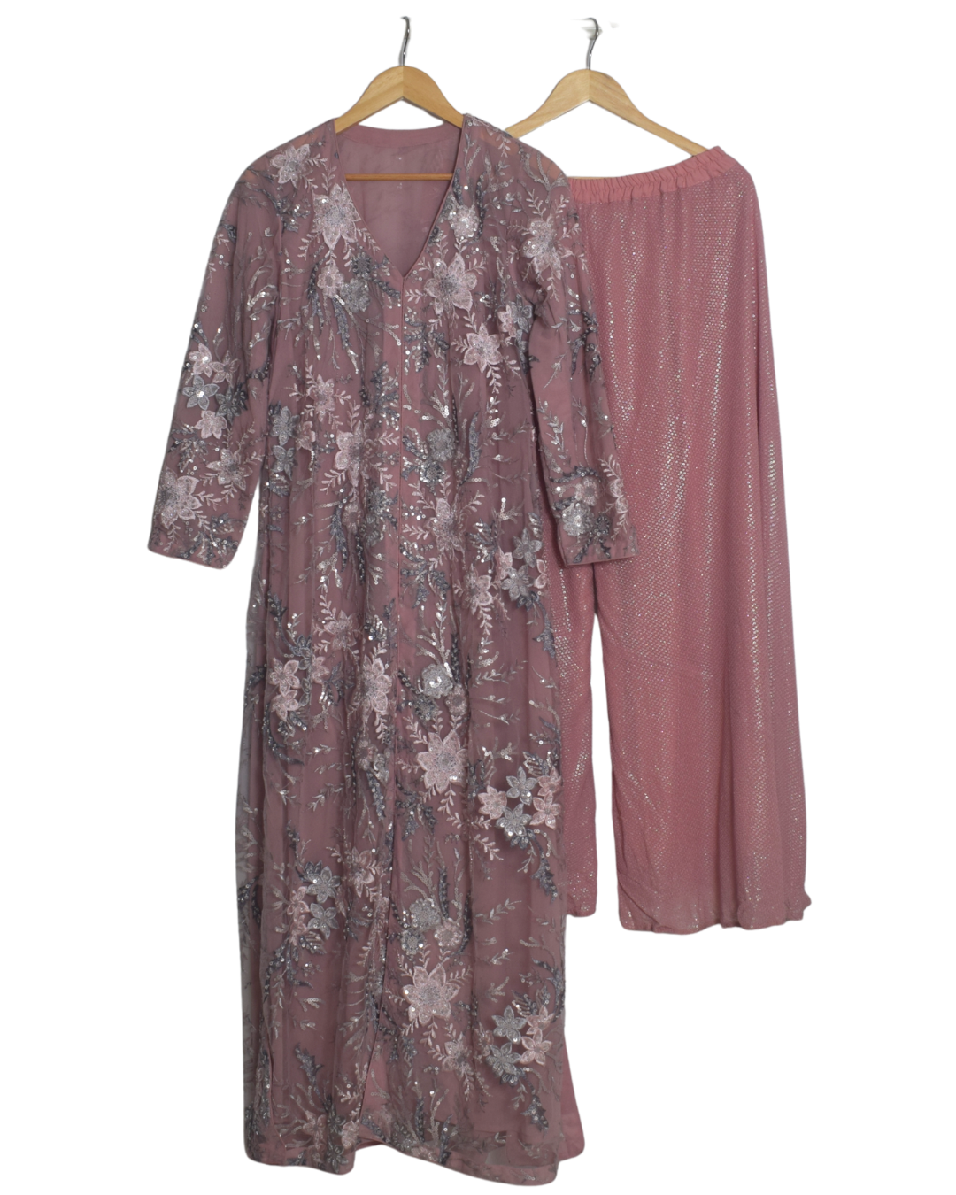 Dusty Pink Sequin Embroidered Set