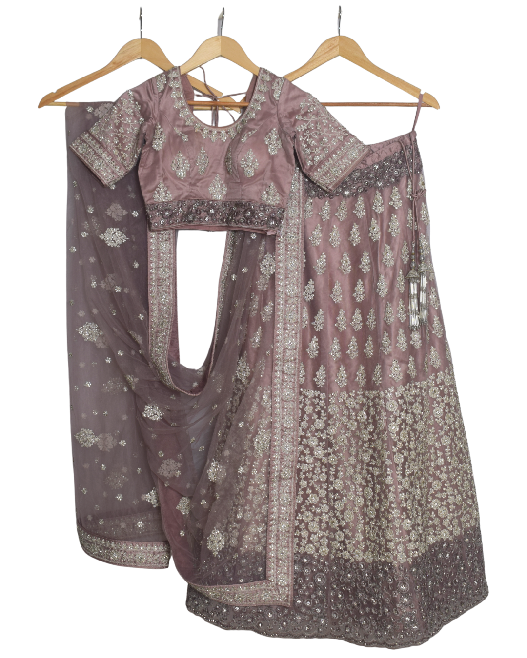 Dusty Mauve Embroidered Lehenga Set