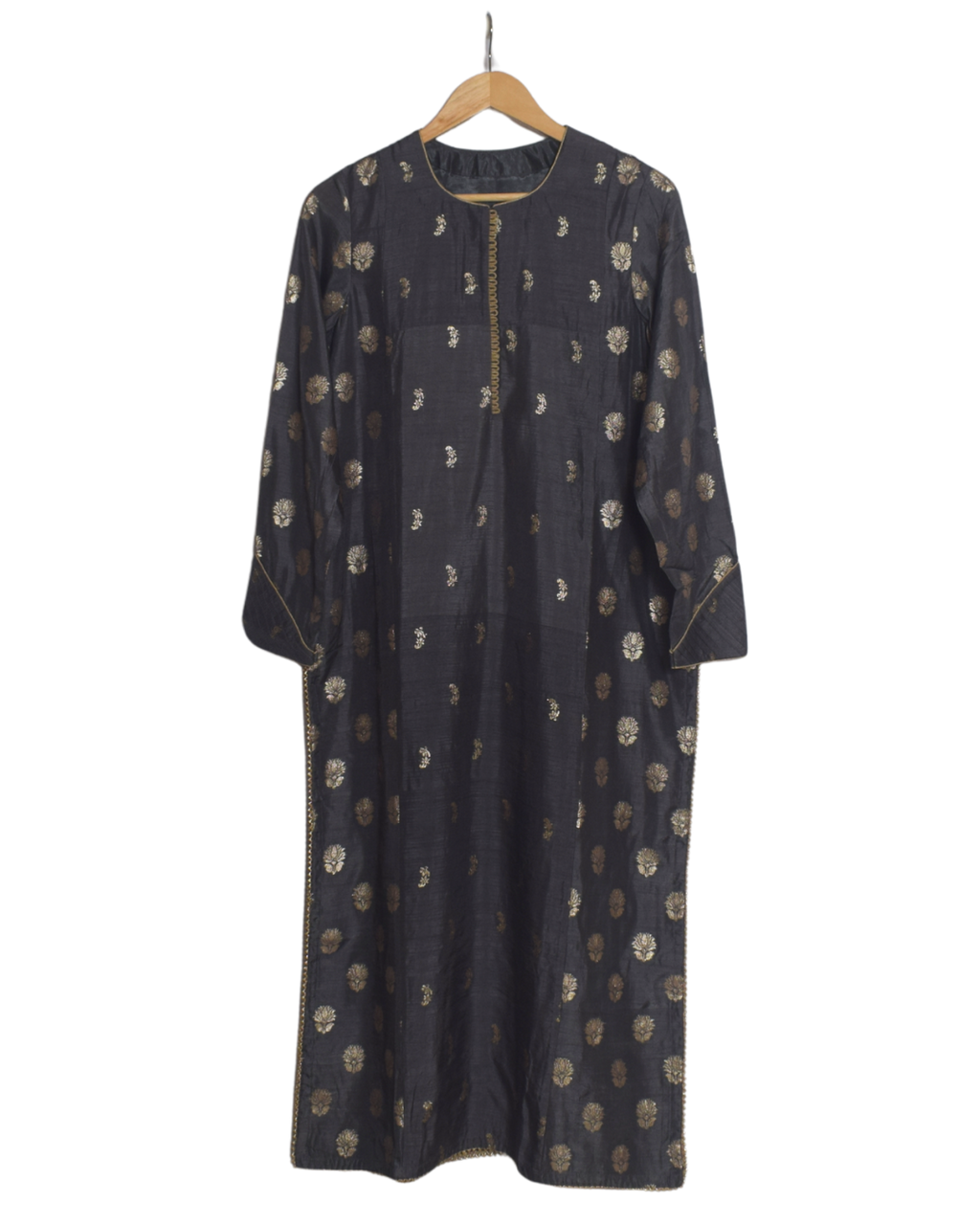 Charcoal Grey Banarasi Kurta & Pant Set with Dupatta