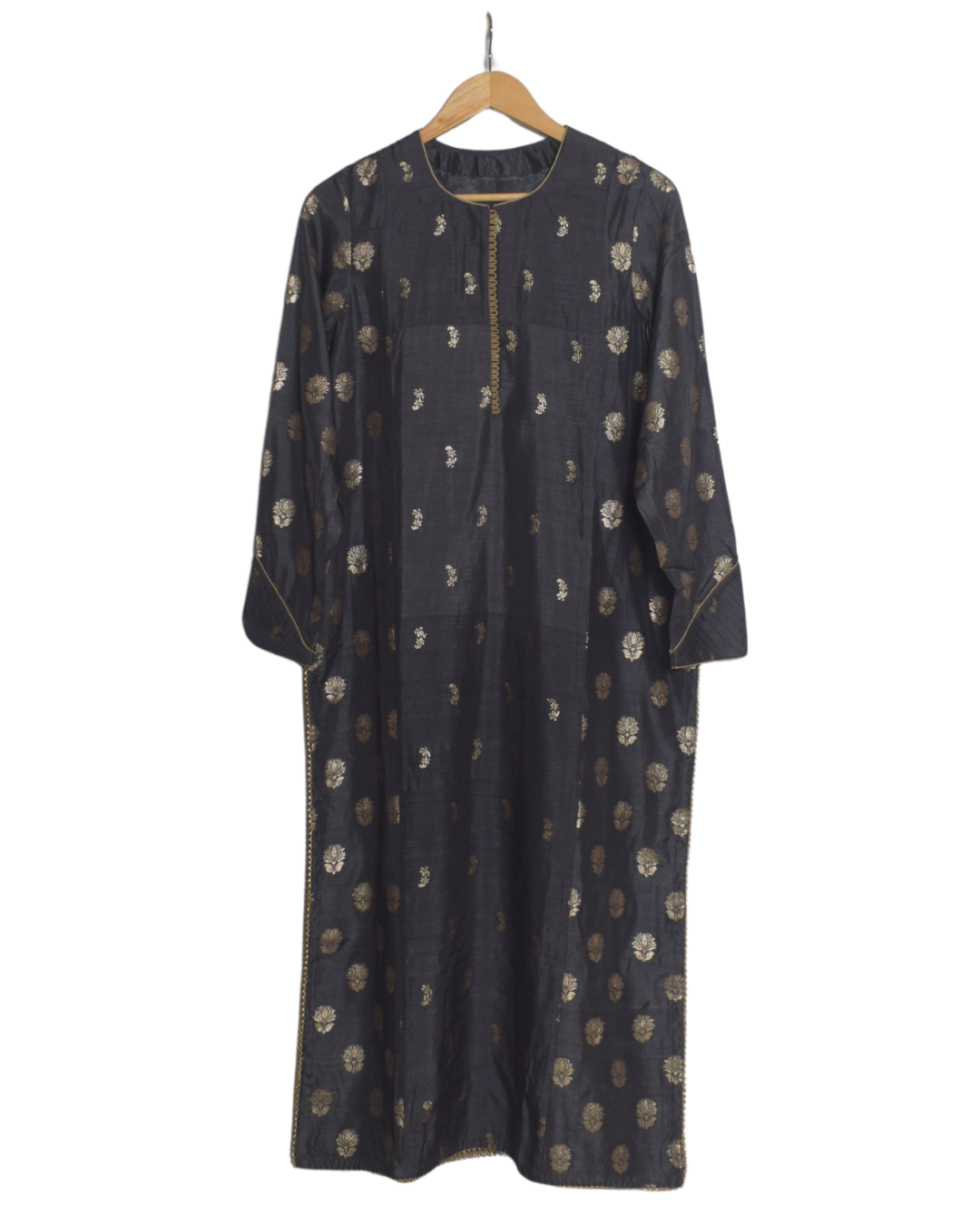 Charcoal Grey Banarasi Kurta & Pant Set with Dupatta