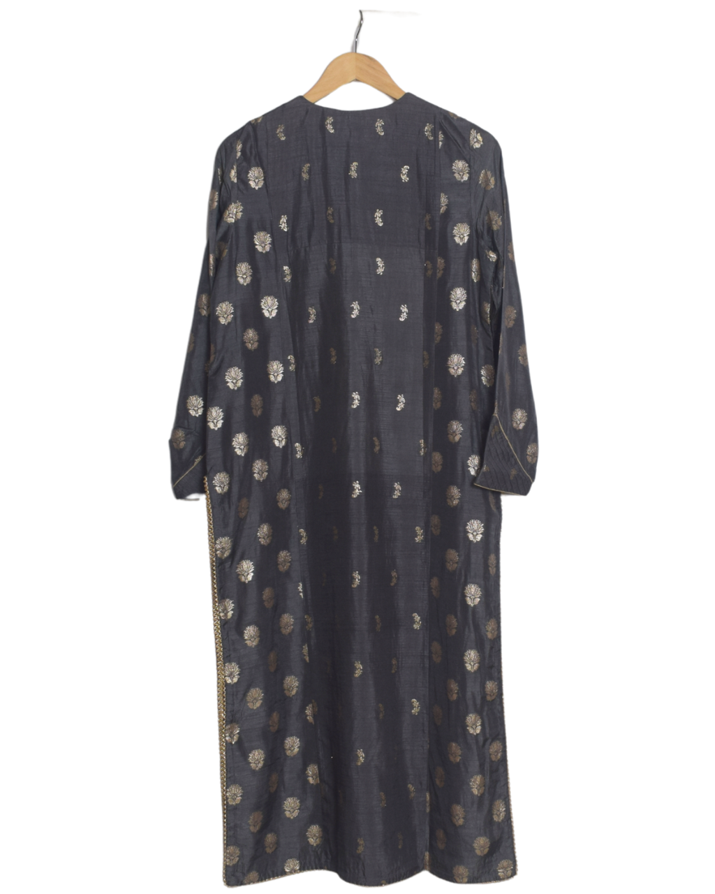 Charcoal Grey Banarasi Kurta & Pant Set with Dupatta