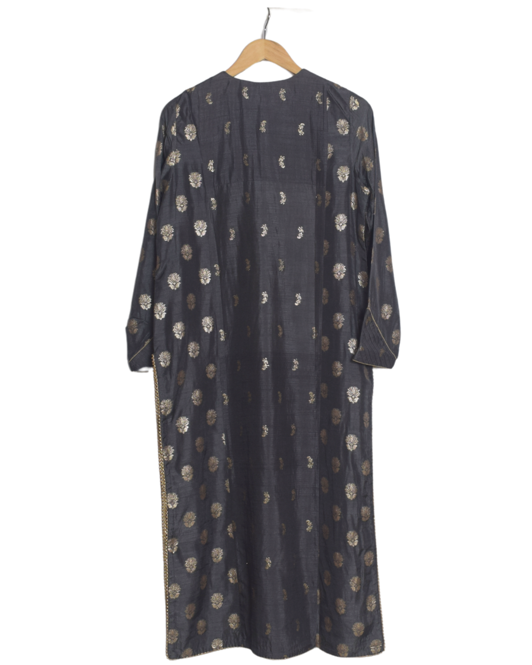 Charcoal Grey Banarasi Kurta & Pant Set with Dupatta