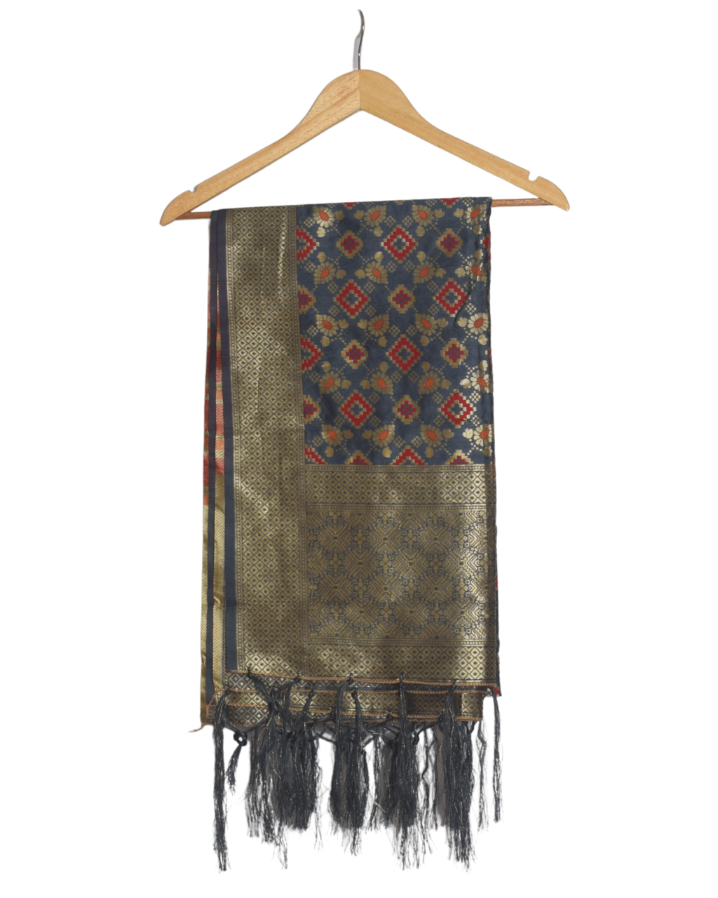 Charcoal Grey Banarasi Kurta & Pant Set with Dupatta