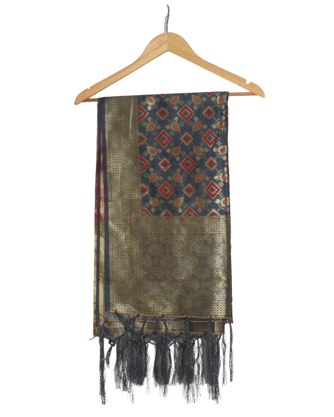 Charcoal Grey Banarasi Kurta & Pant Set with Dupatta