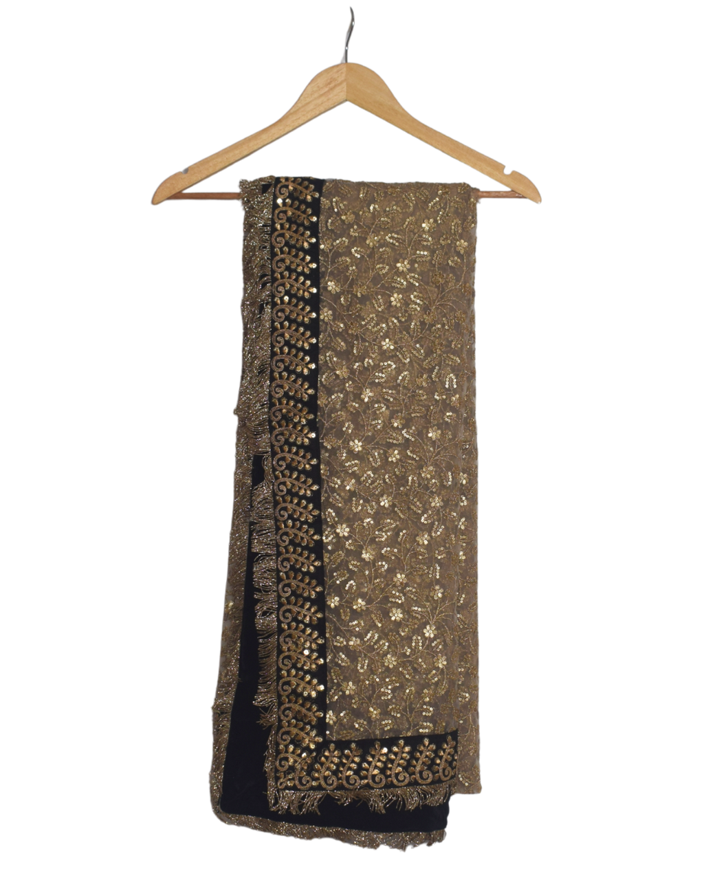 Gold & Black Embroidered Extra-Long Dupatta