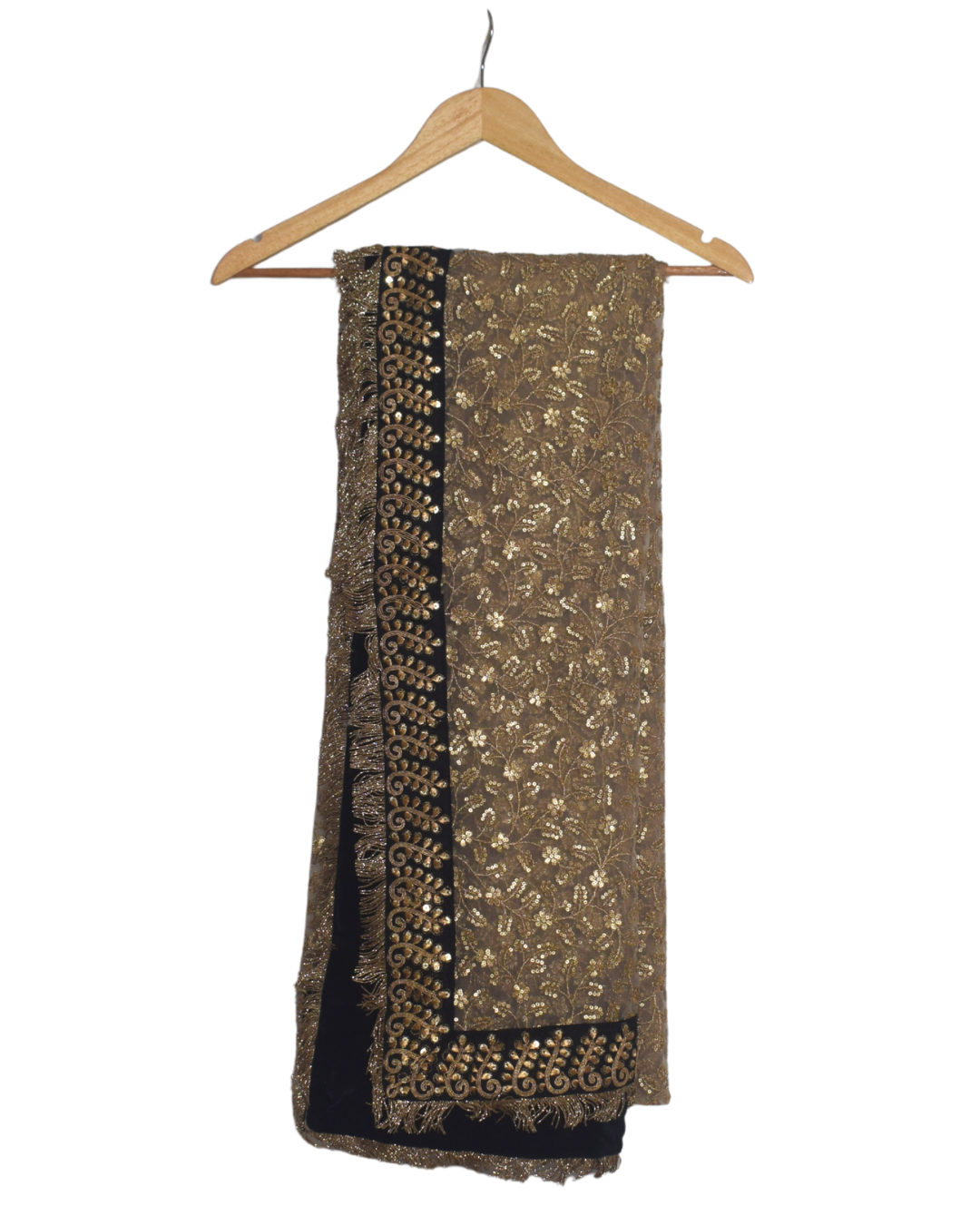 Gold & Black Embroidered Extra-Long Dupatta