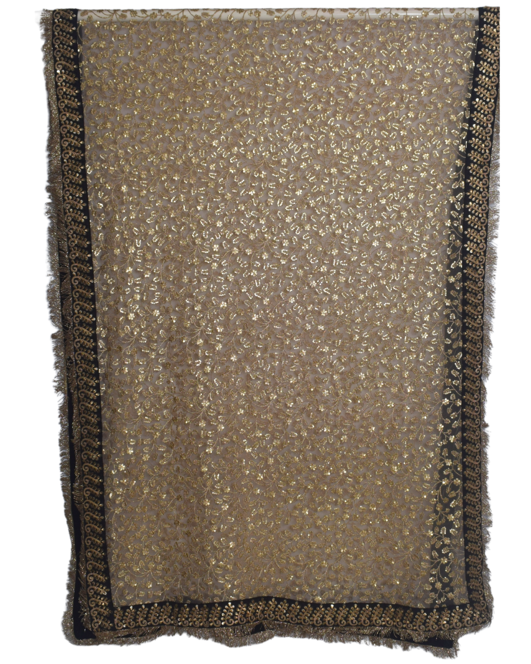 Gold & Black Embroidered Extra-Long Dupatta