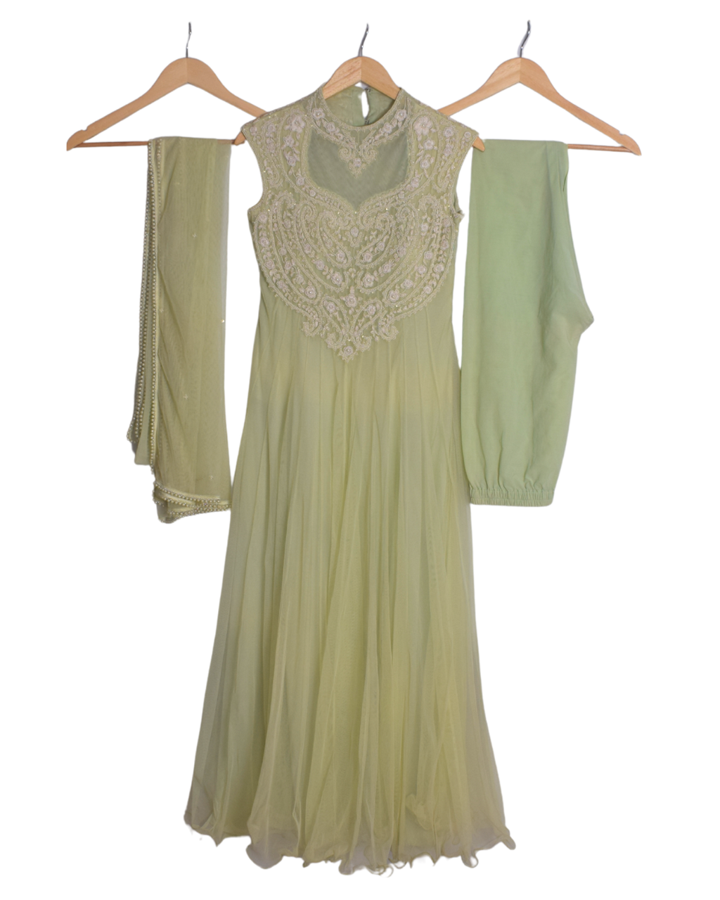 Light Green Embroidered Anarkali Set
