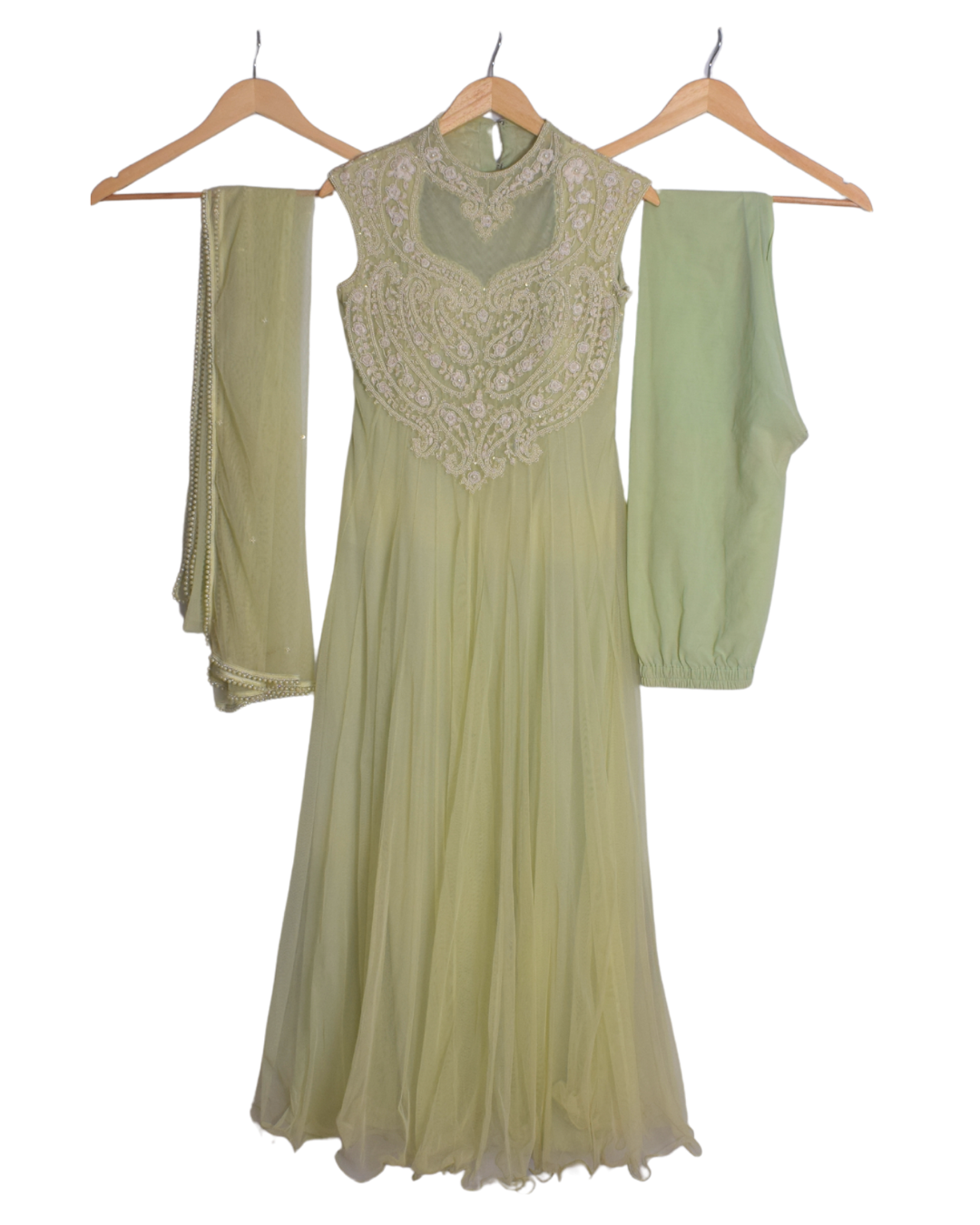 Light Green Embroidered Anarkali Set