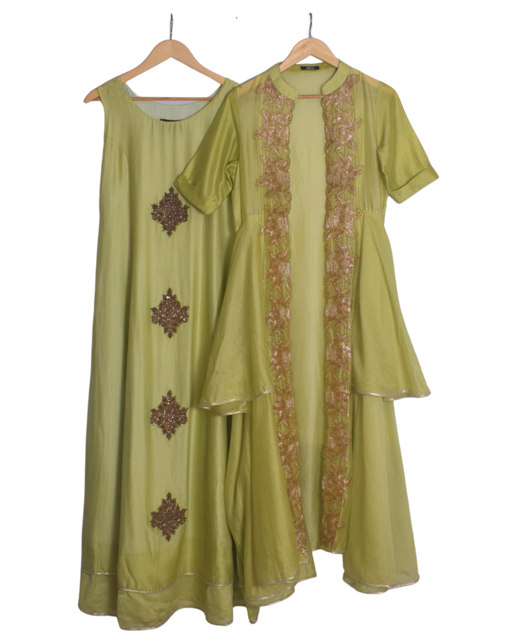 Green Gown with Layered Jacket