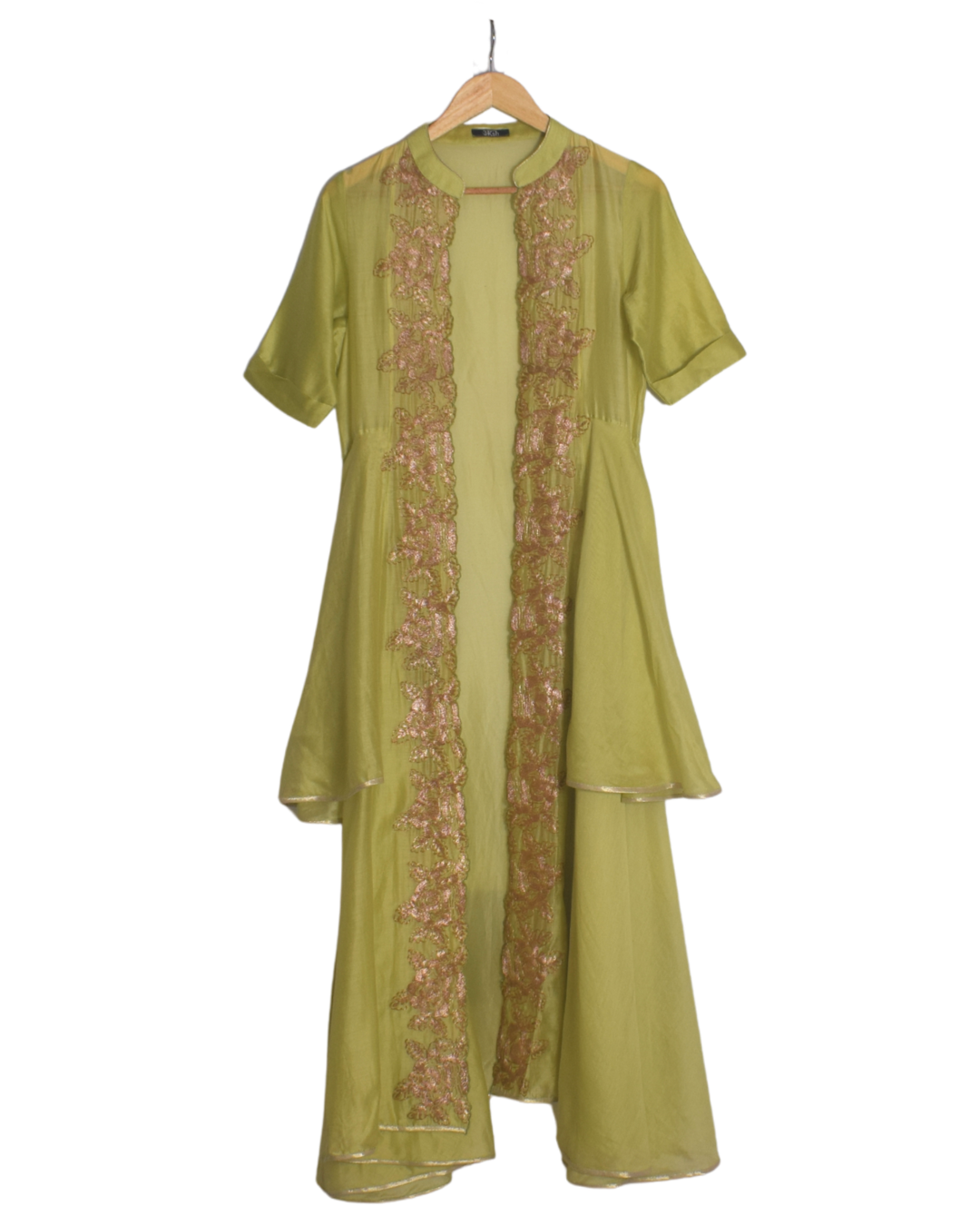 Green Gown with Layered Jacket