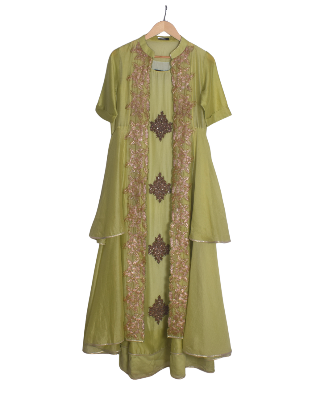 Green Gown with Layered Jacket