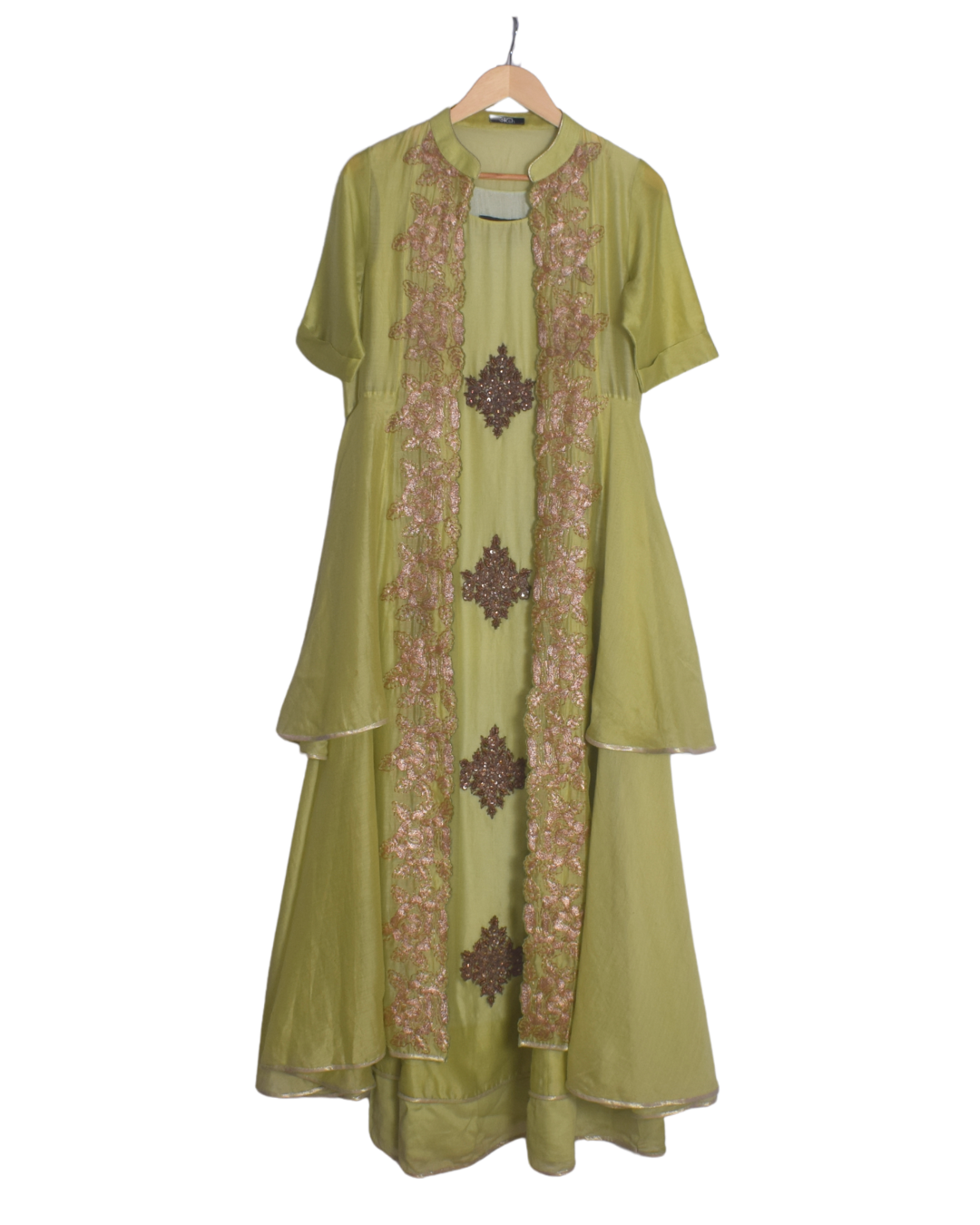 Green Gown with Layered Jacket