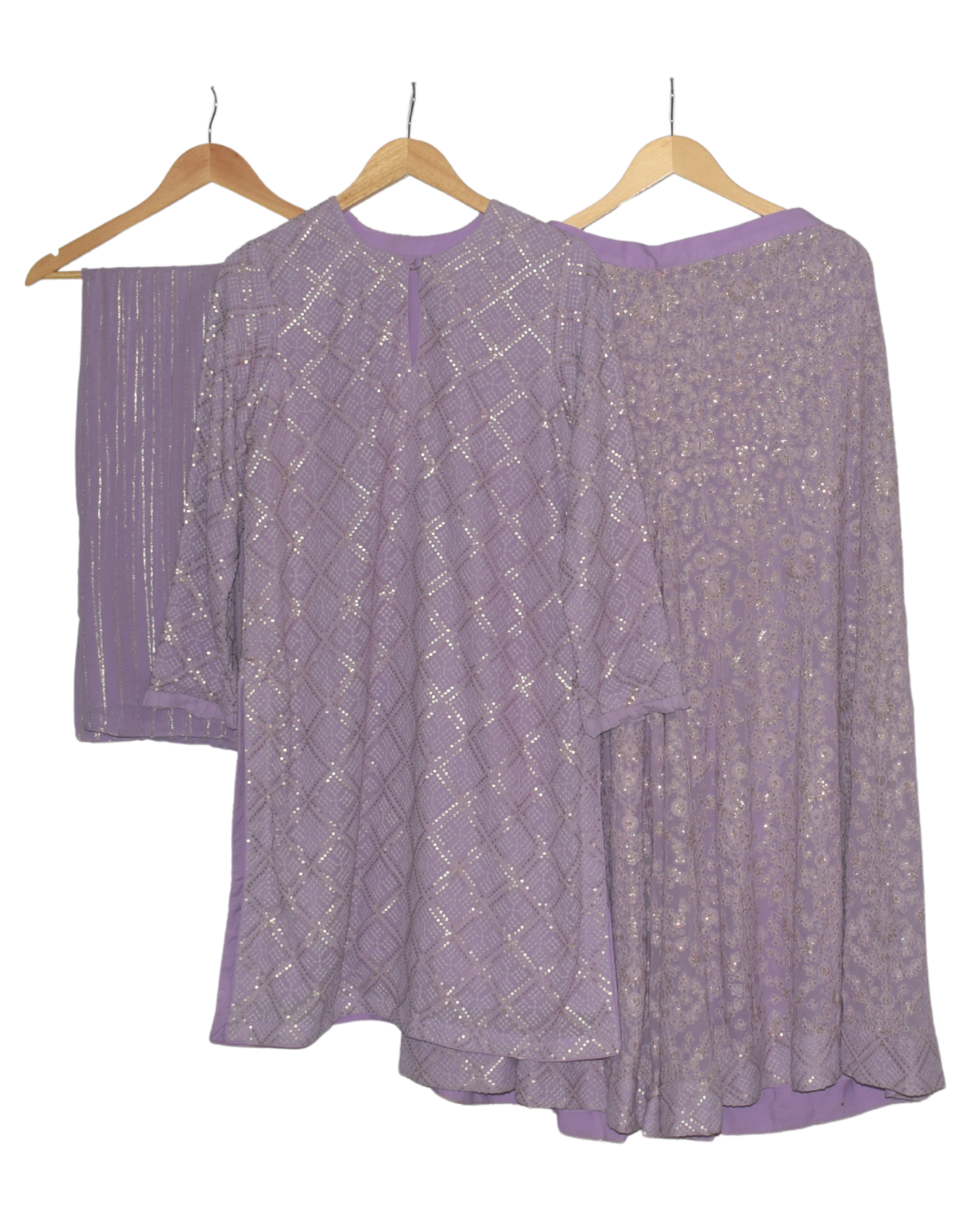 Lilac Sequin Kurta with Sharara & Dupatta