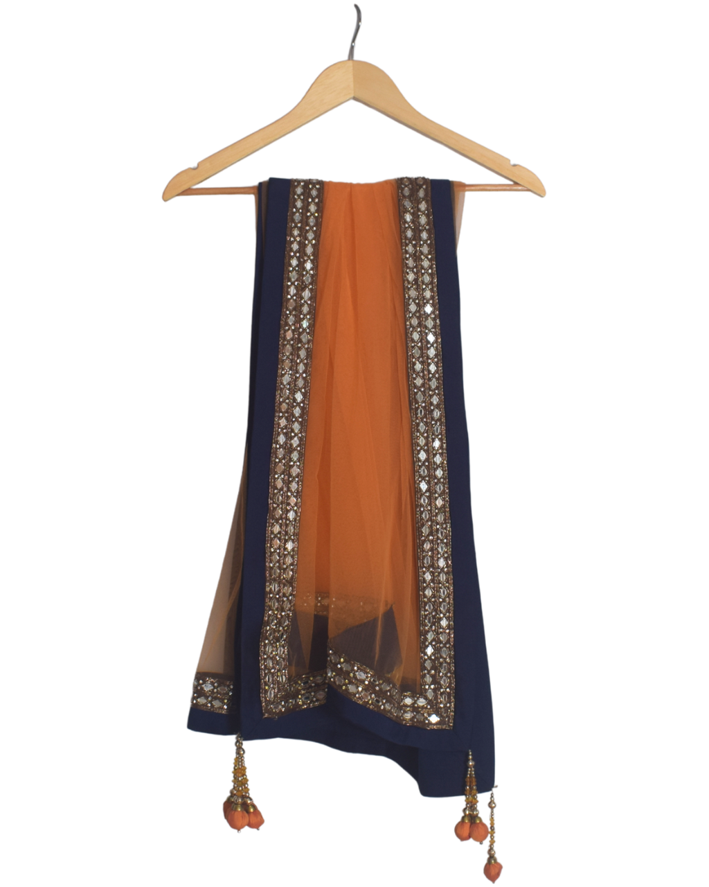 Navy, Gold & Orange Festive Lehenga Set