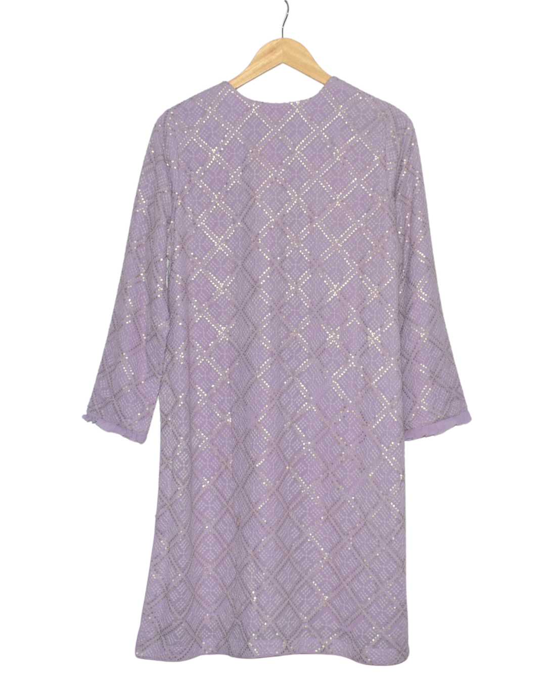 Lilac Sequin Kurta with Sharara & Dupatta