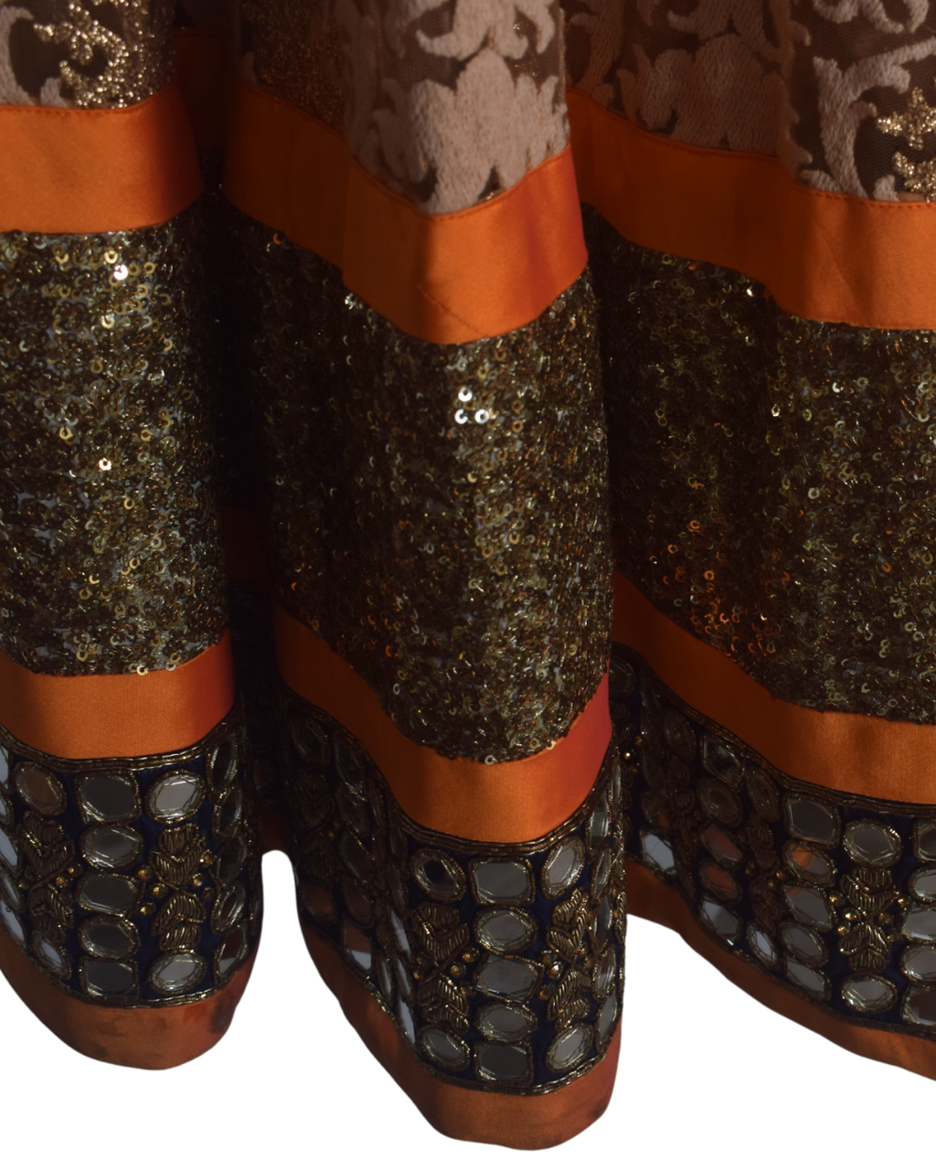 Navy, Gold & Orange Festive Lehenga Set