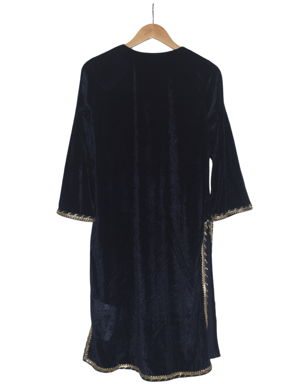 Midnight Blue Velvet Kurta with Gold Sharara & Dupatta