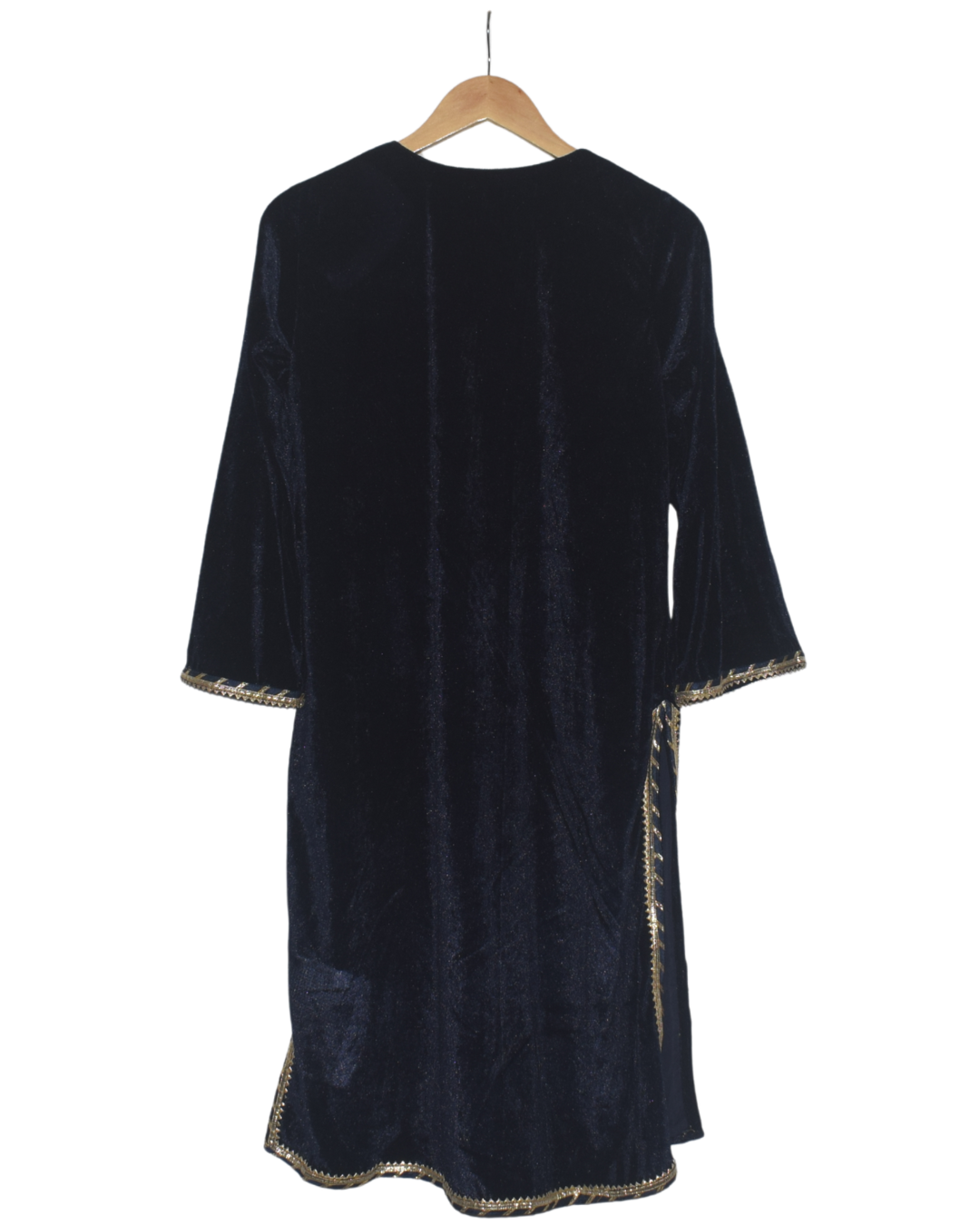 Midnight Blue Velvet Kurta with Gold Sharara & Dupatta
