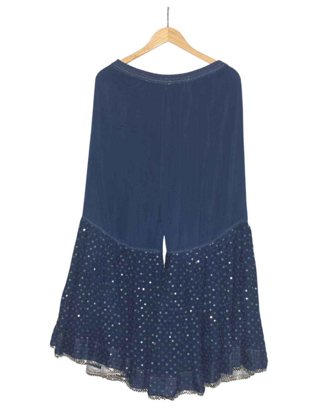 Navy Blue Mirror Work Kurta with Sharara & Dupatta