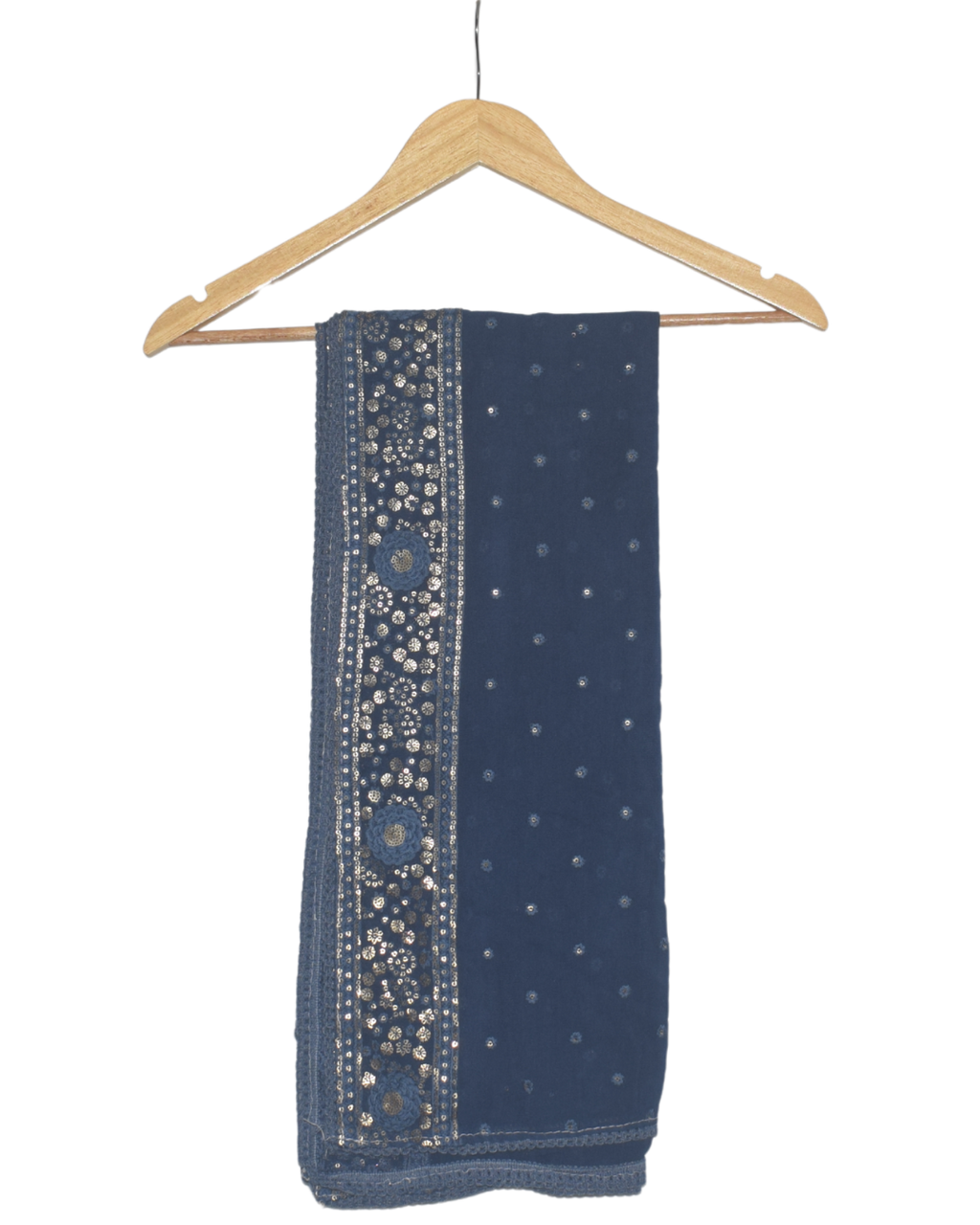 Navy Blue Mirror Work Kurta with Sharara & Dupatta