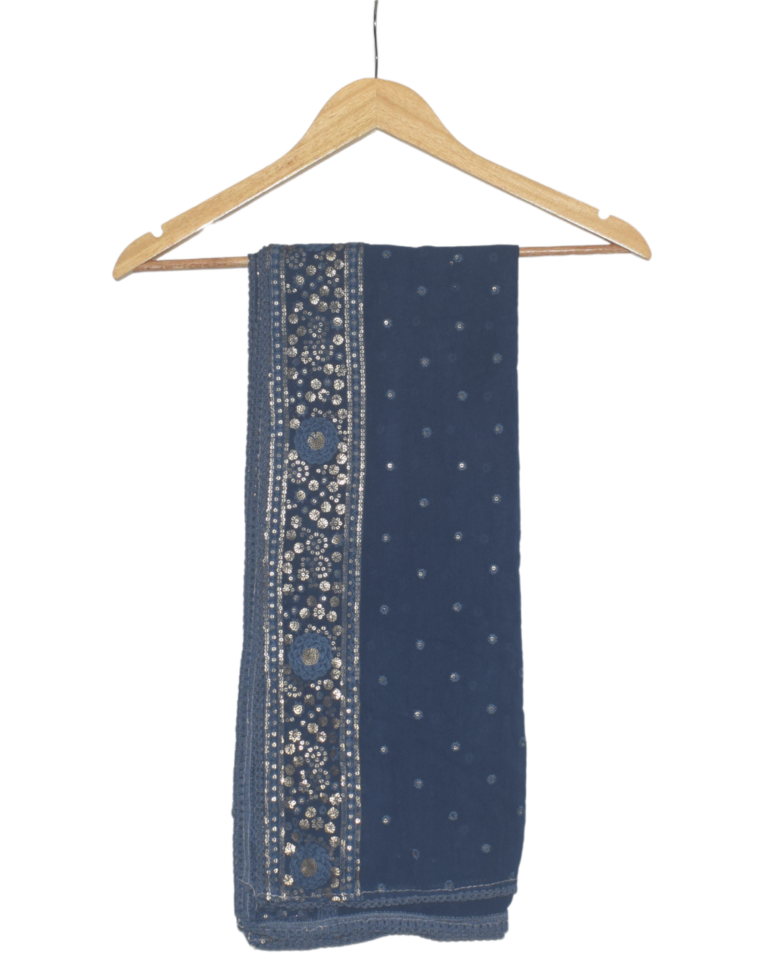 Navy Blue Mirror Work Kurta with Sharara & Dupatta