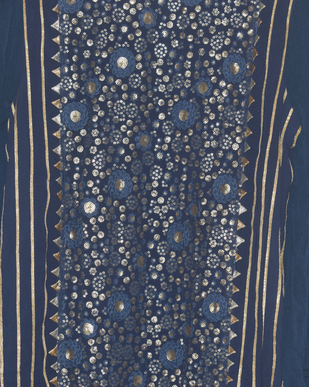 Navy Blue Mirror Work Kurta with Sharara & Dupatta