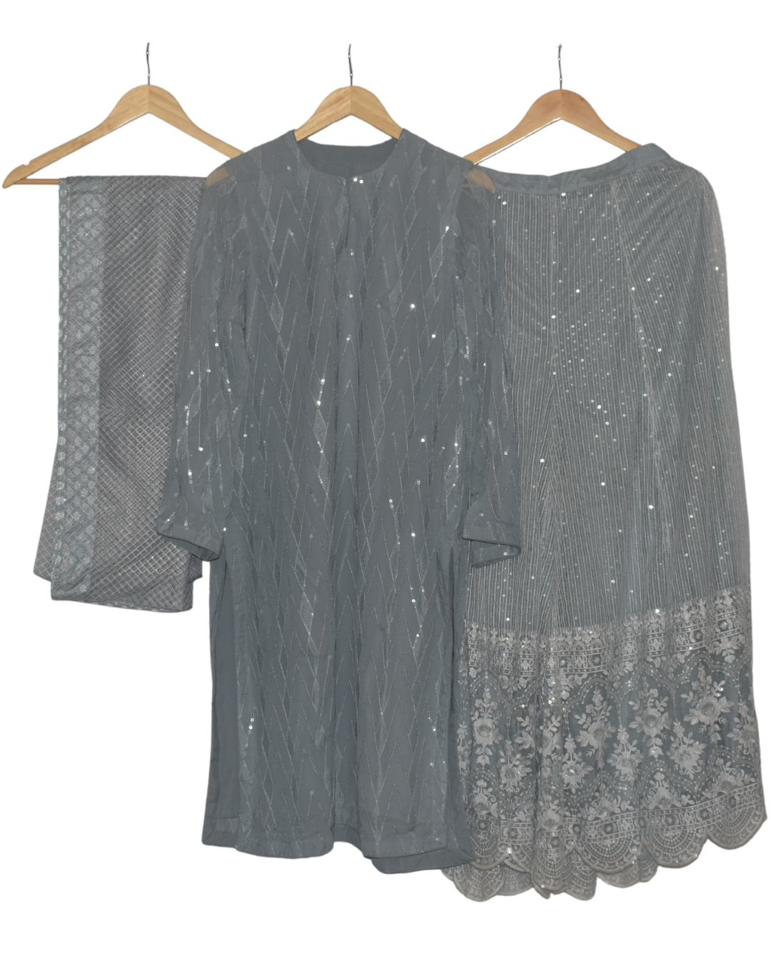 Grey Sequin Kurta and Sharara Set