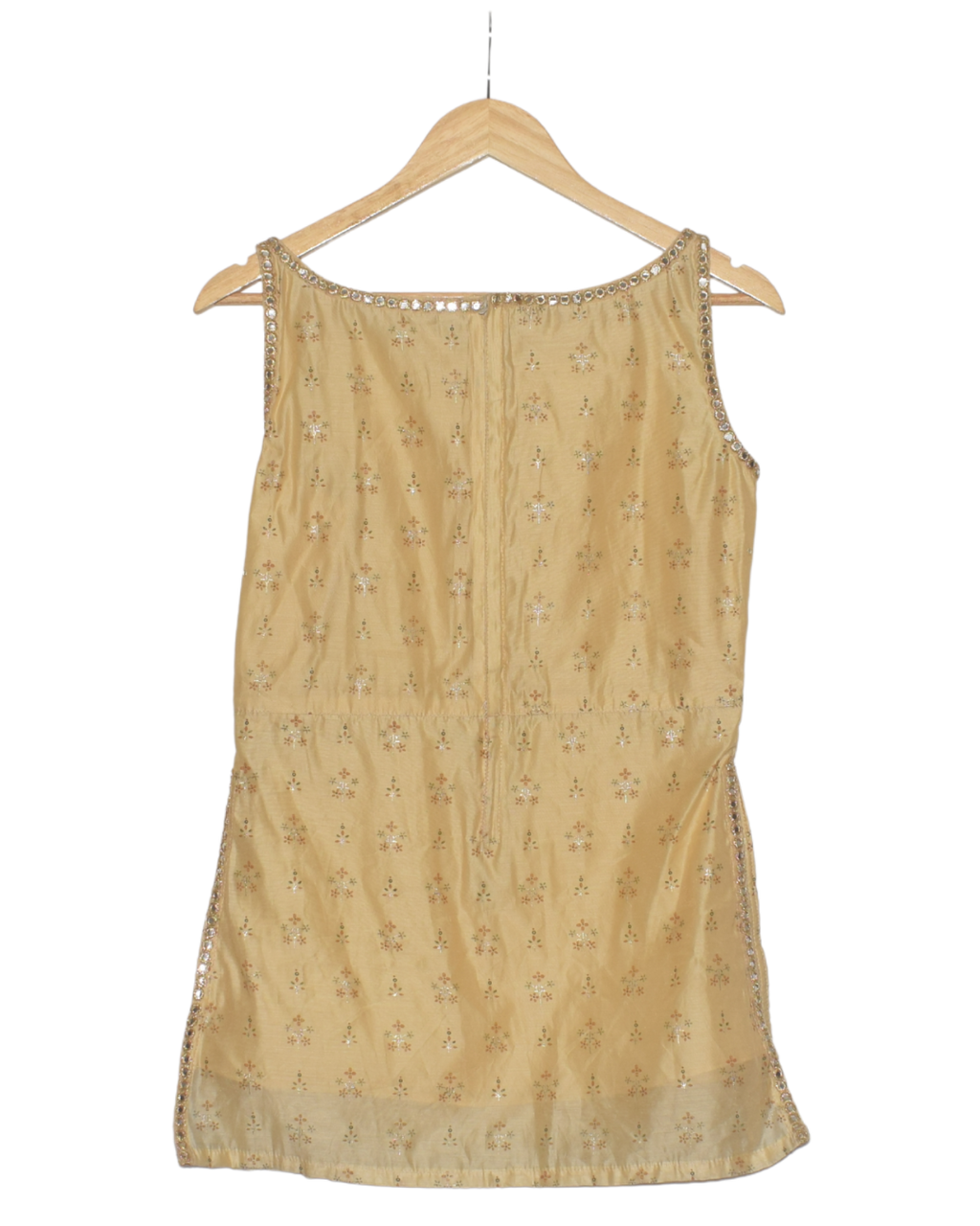 Golden Yellow Mirror Work Kurta with Dhoti Pants & Dupatta