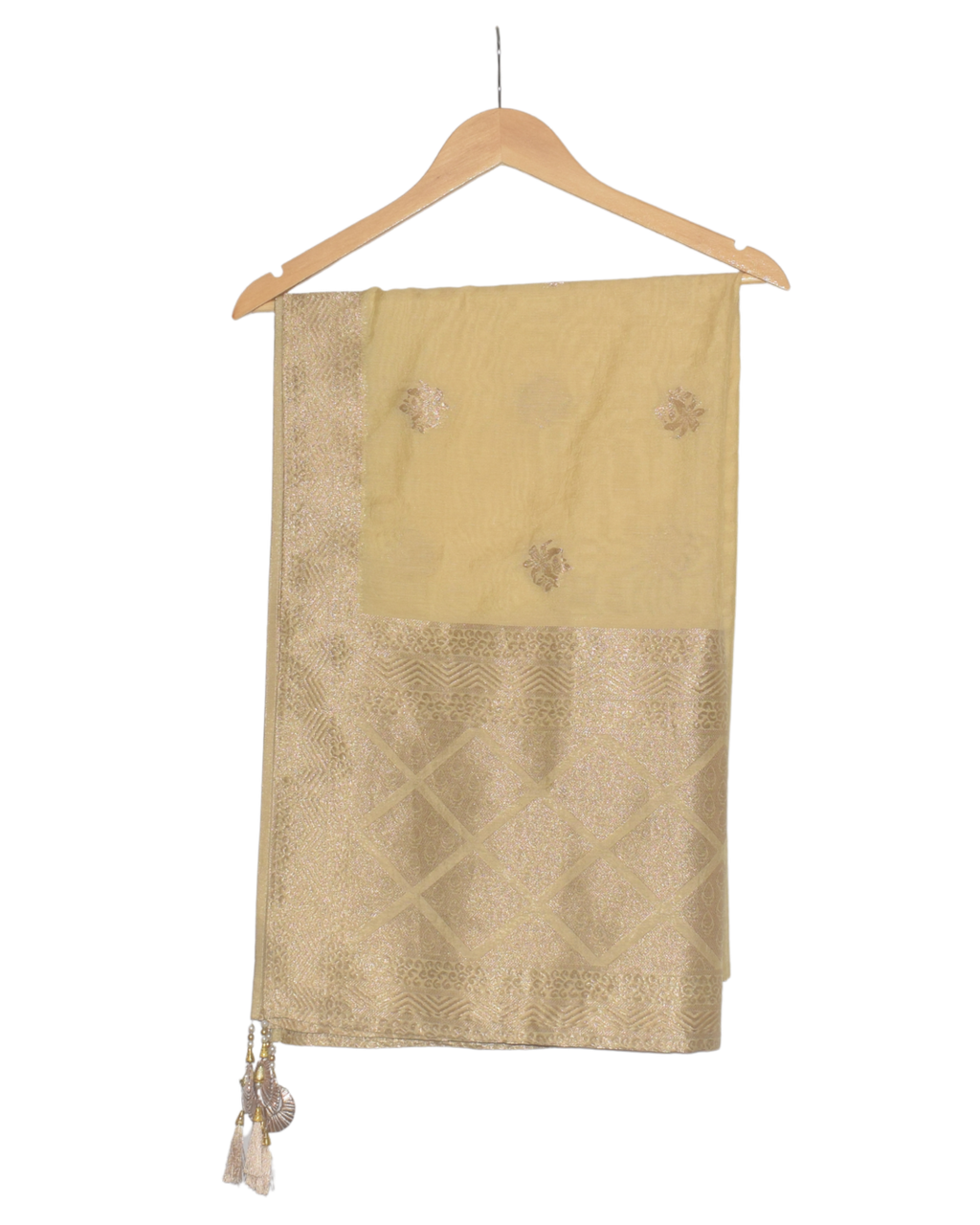 Golden Yellow Mirror Work Kurta with Dhoti Pants & Dupatta