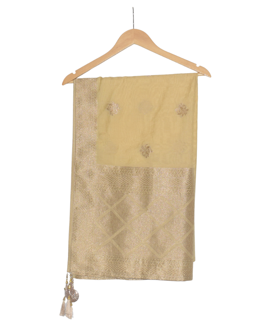 Golden Yellow Mirror Work Kurta with Dhoti Pants & Dupatta