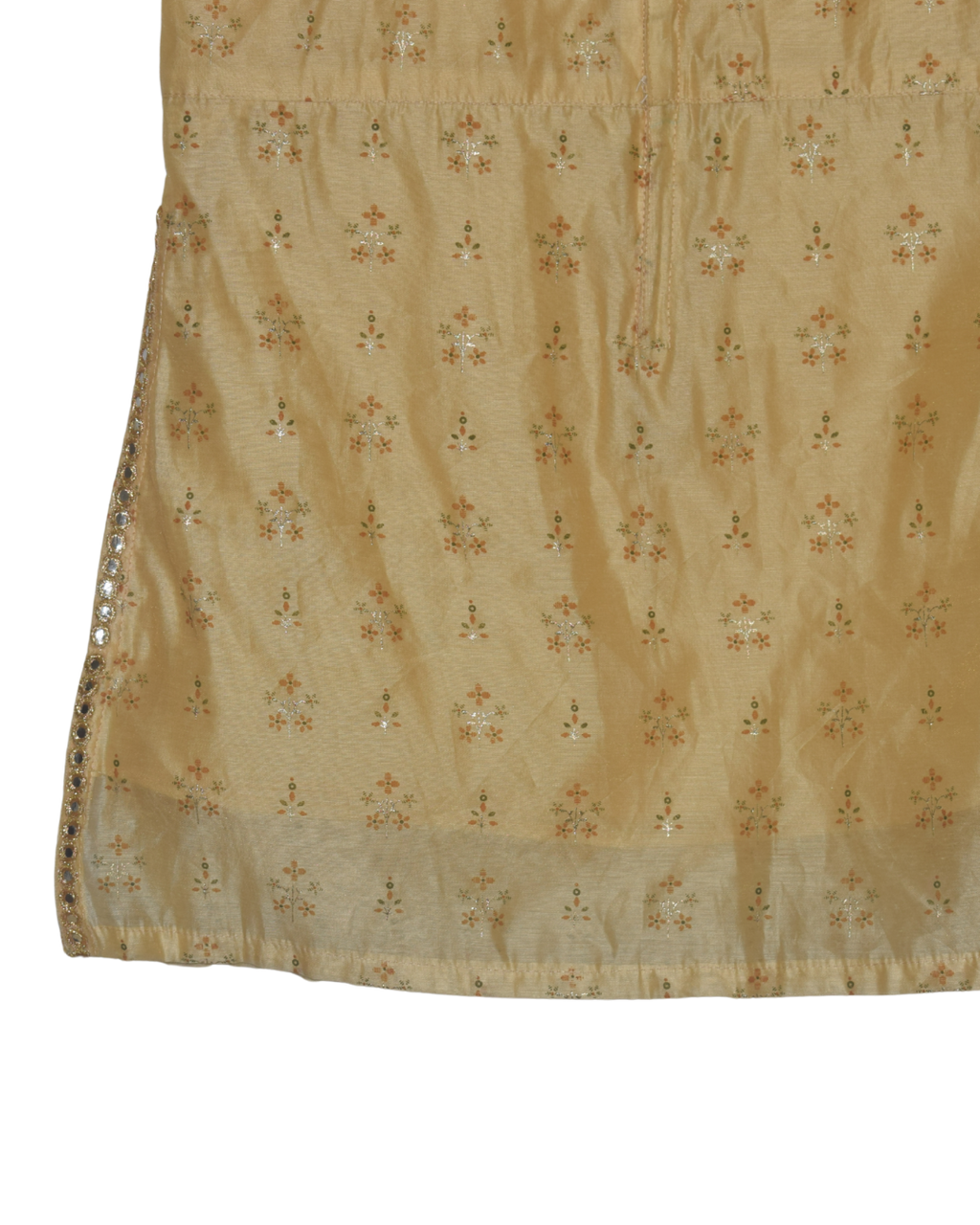 Golden Yellow Mirror Work Kurta with Dhoti Pants & Dupatta