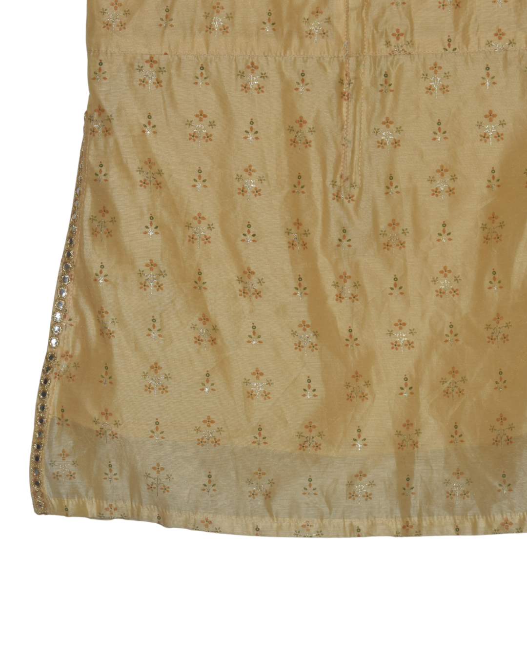 Golden Yellow Mirror Work Kurta with Dhoti Pants & Dupatta