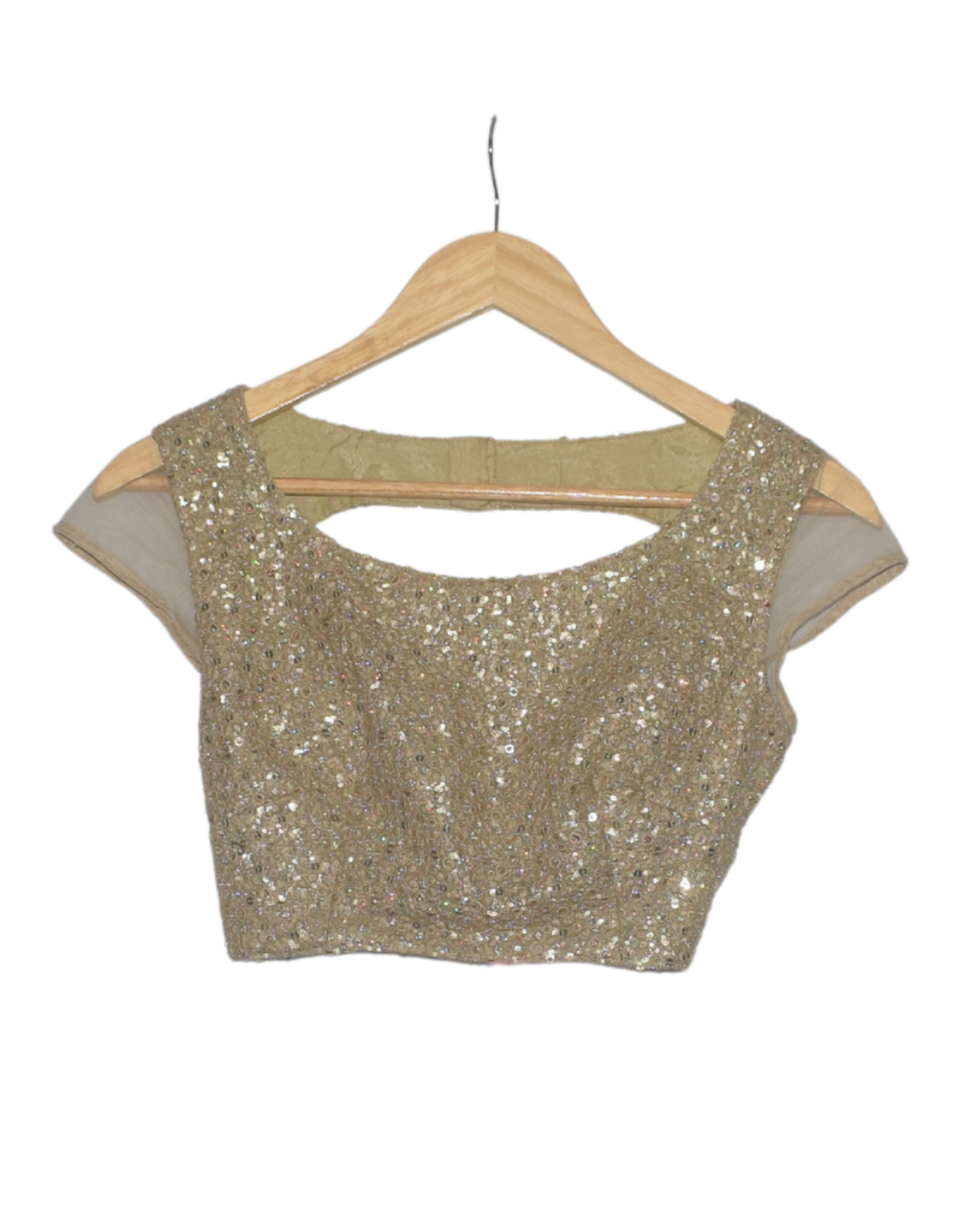 Golden Sequin Lehenga with Blouse & Net Dupatta