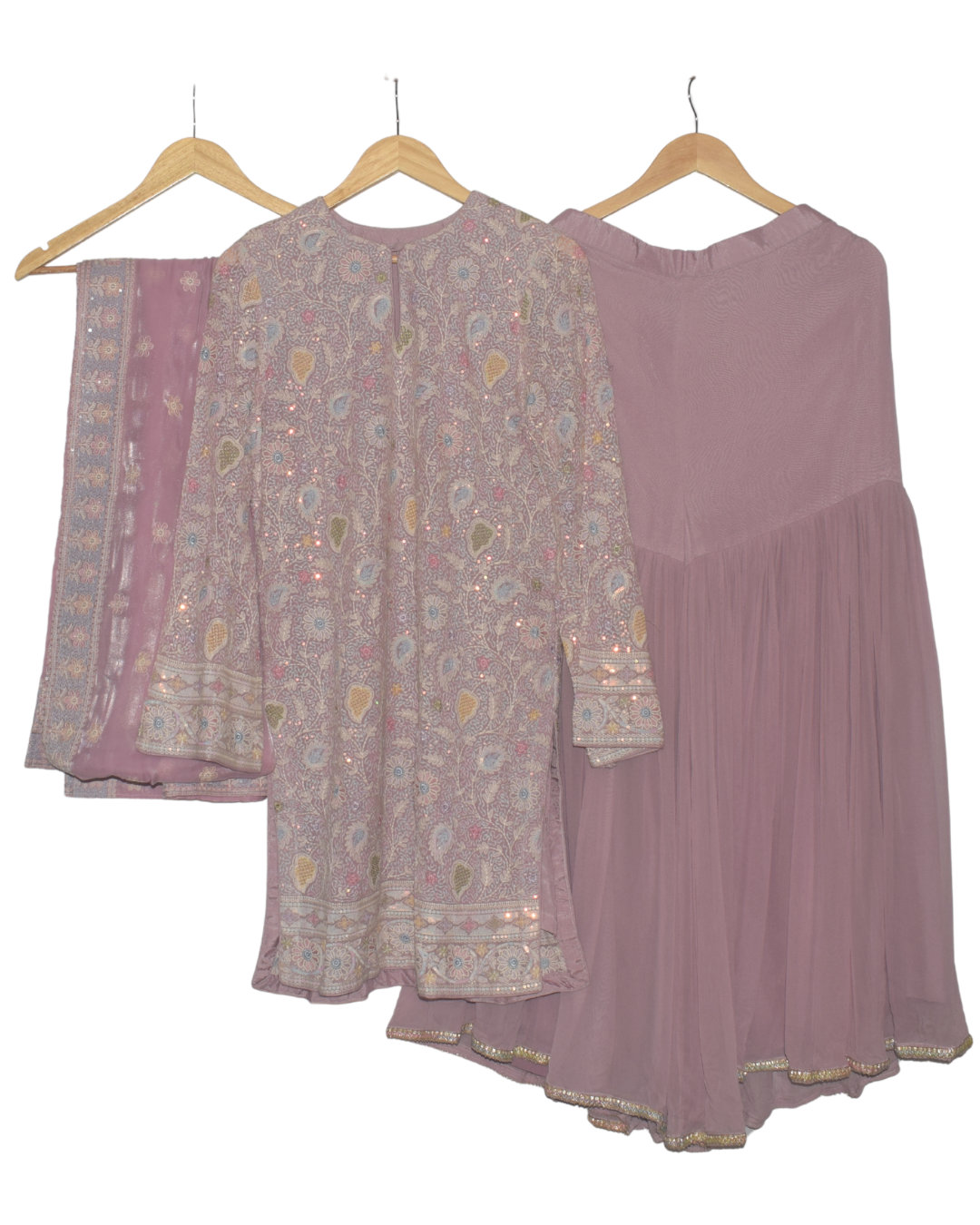 Floral Sequin Kurta with Sharara & Dupatta