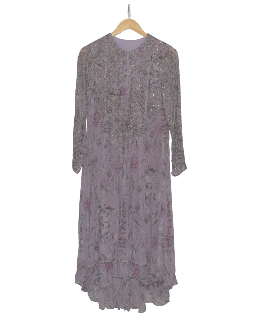 Lavender Beaded Kurta and Sharara Set