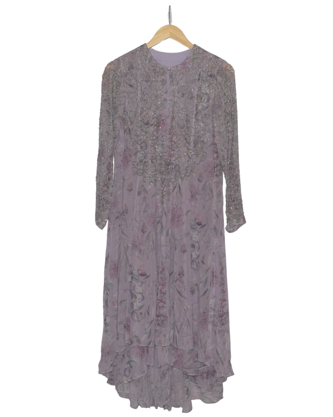 Lavender Beaded Kurta and Sharara Set