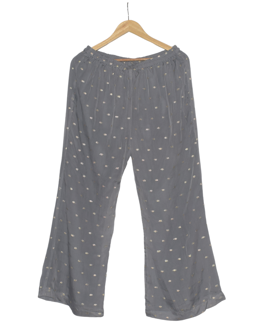 Charcoal Gray and Gold Motif Kurta Pant Set