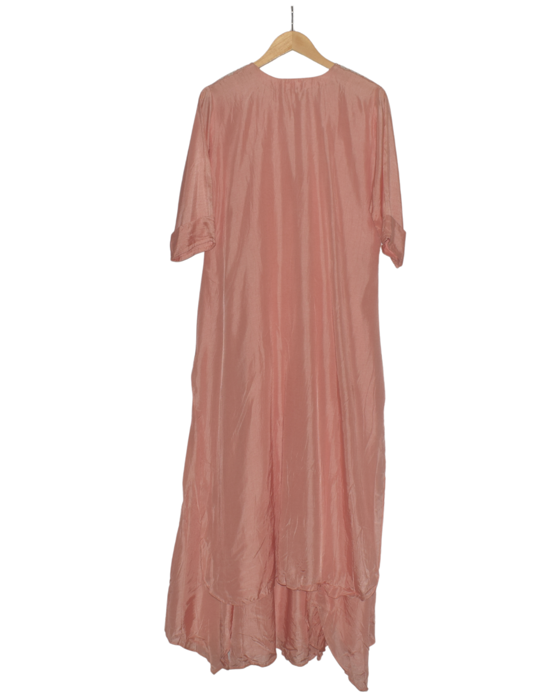 Coral Pink Embroidered Neckline One Piece Gown