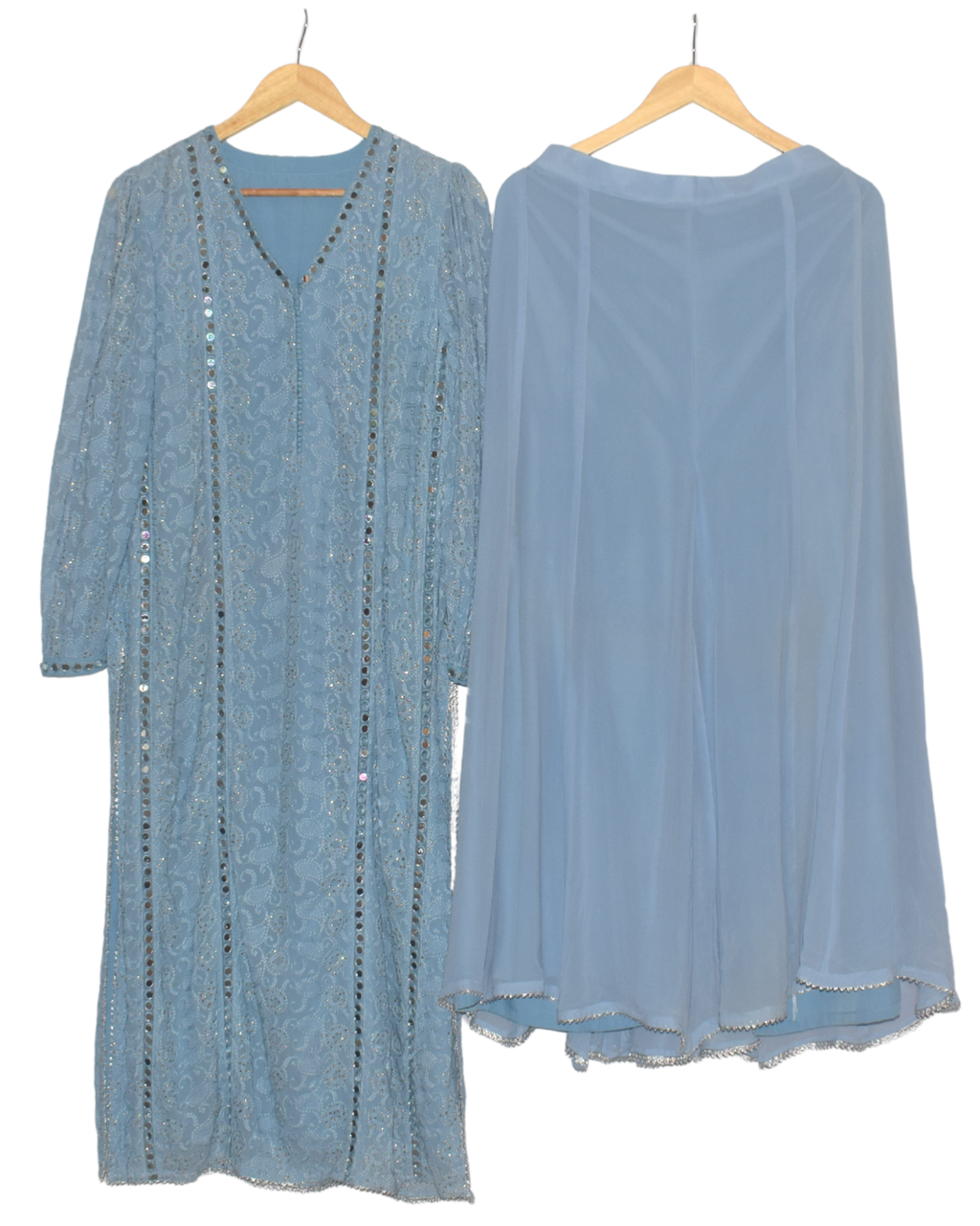 Powder Blue Embroidered Sequin Kurta Set