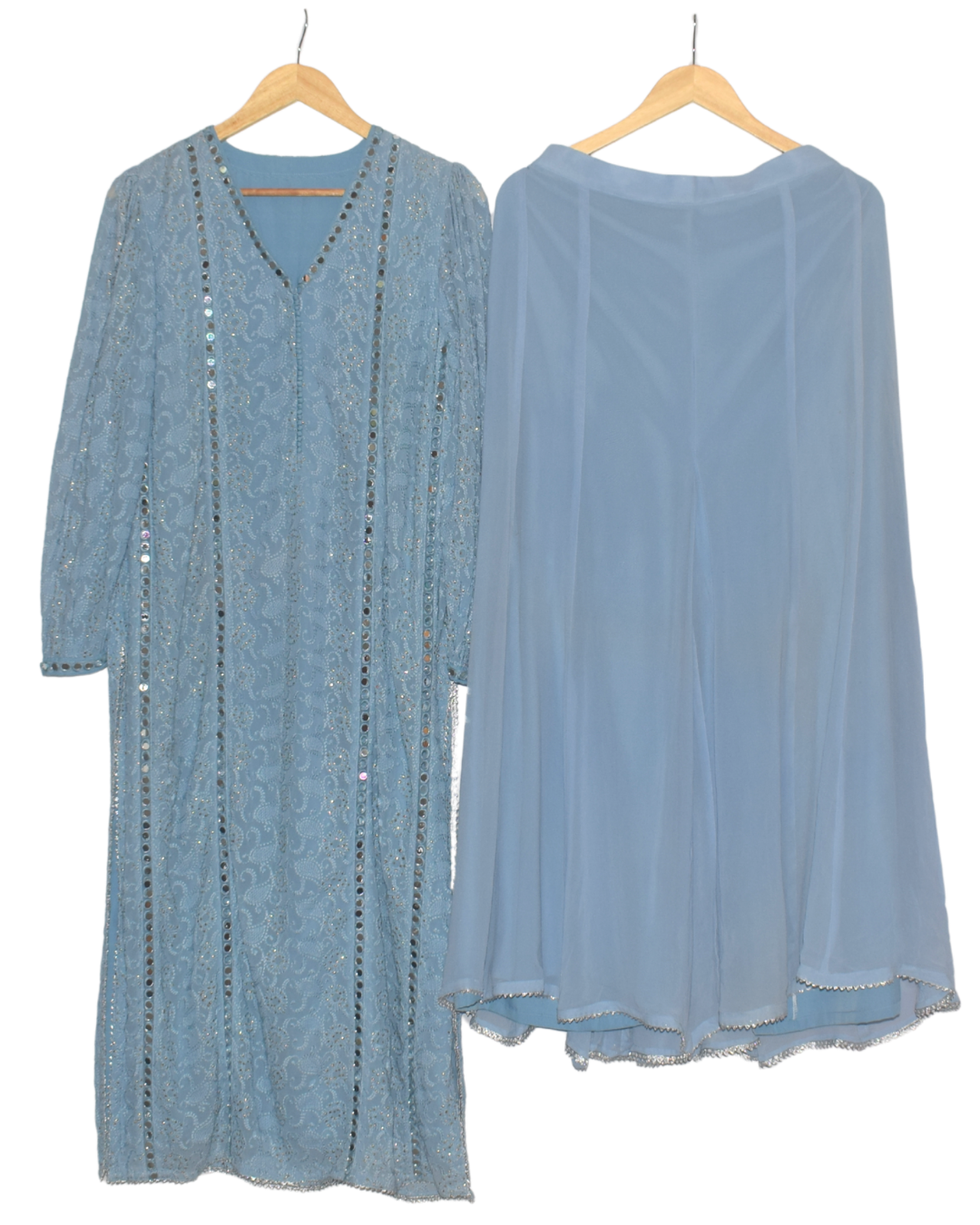 Powder Blue Embroidered Sequin Kurta Set