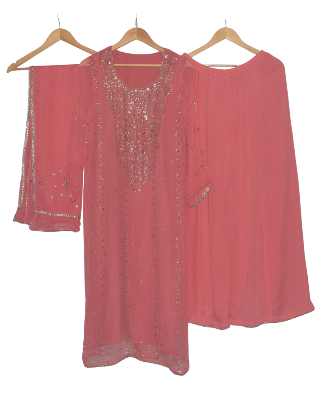 Pink Kurta Set with Gold Embellishments