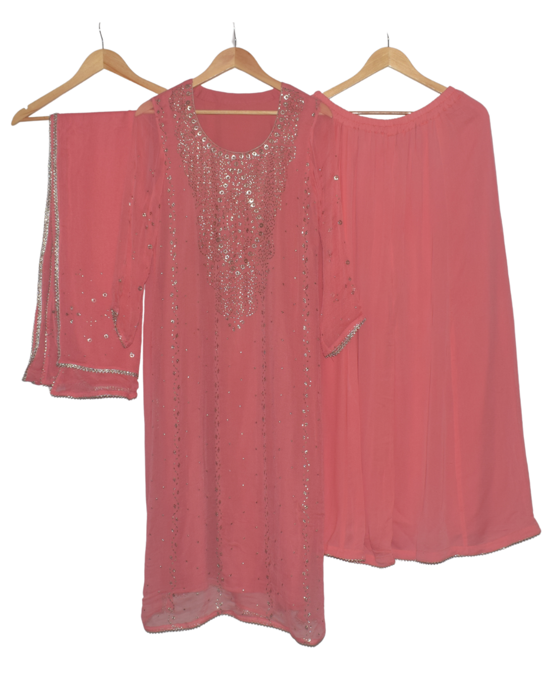 Pink Kurta Set with Gold Embellishments
