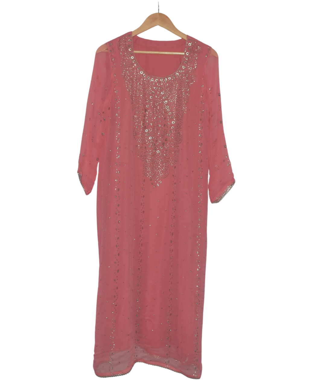 Pink Kurta Set with Gold Embellishments