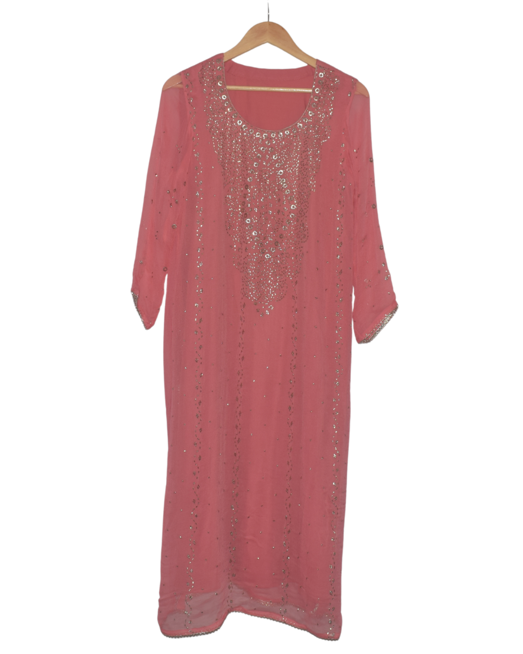 Pink Kurta Set with Gold Embellishments