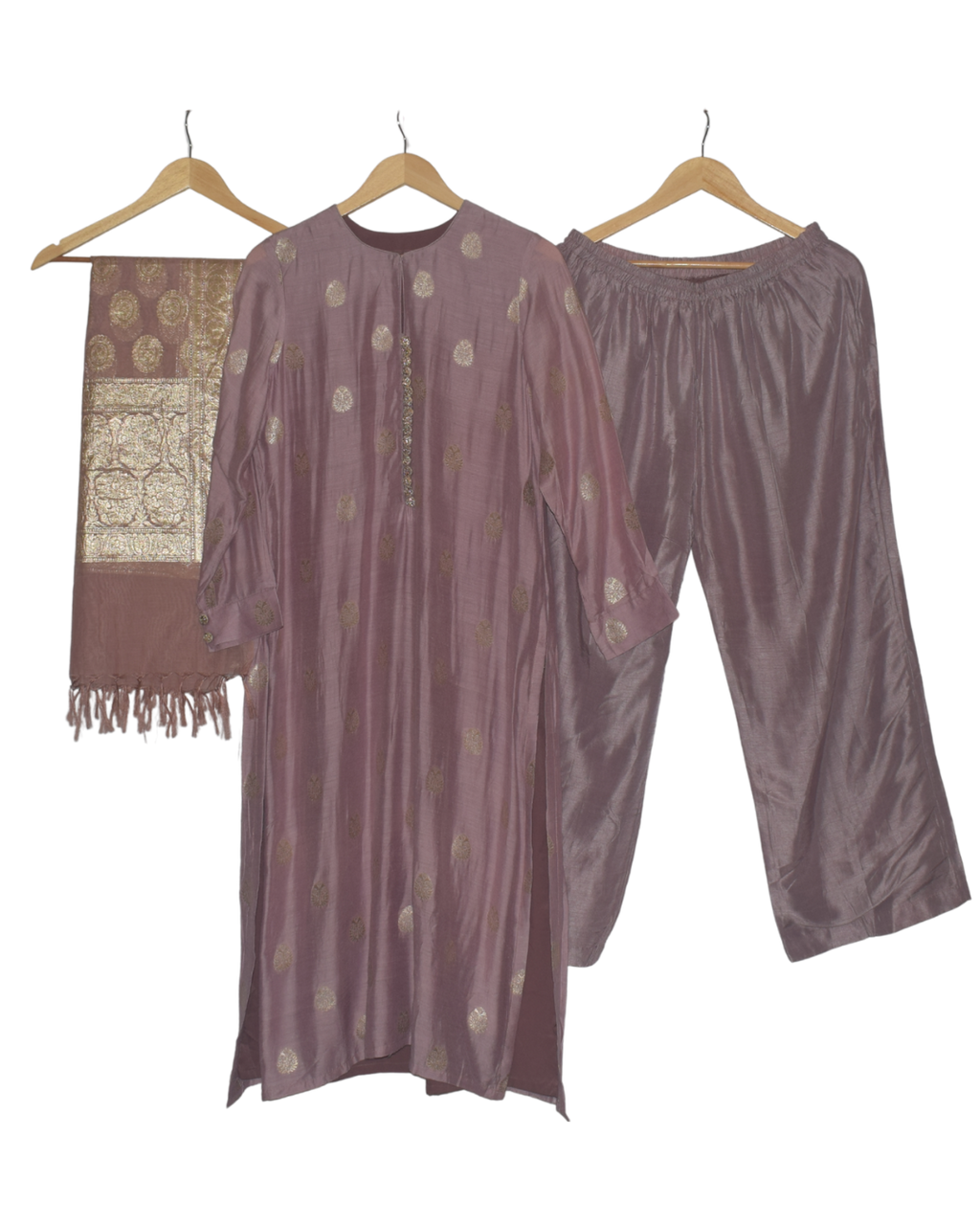 Mauve/Dusty Rose Gold Motif Kurta Set
