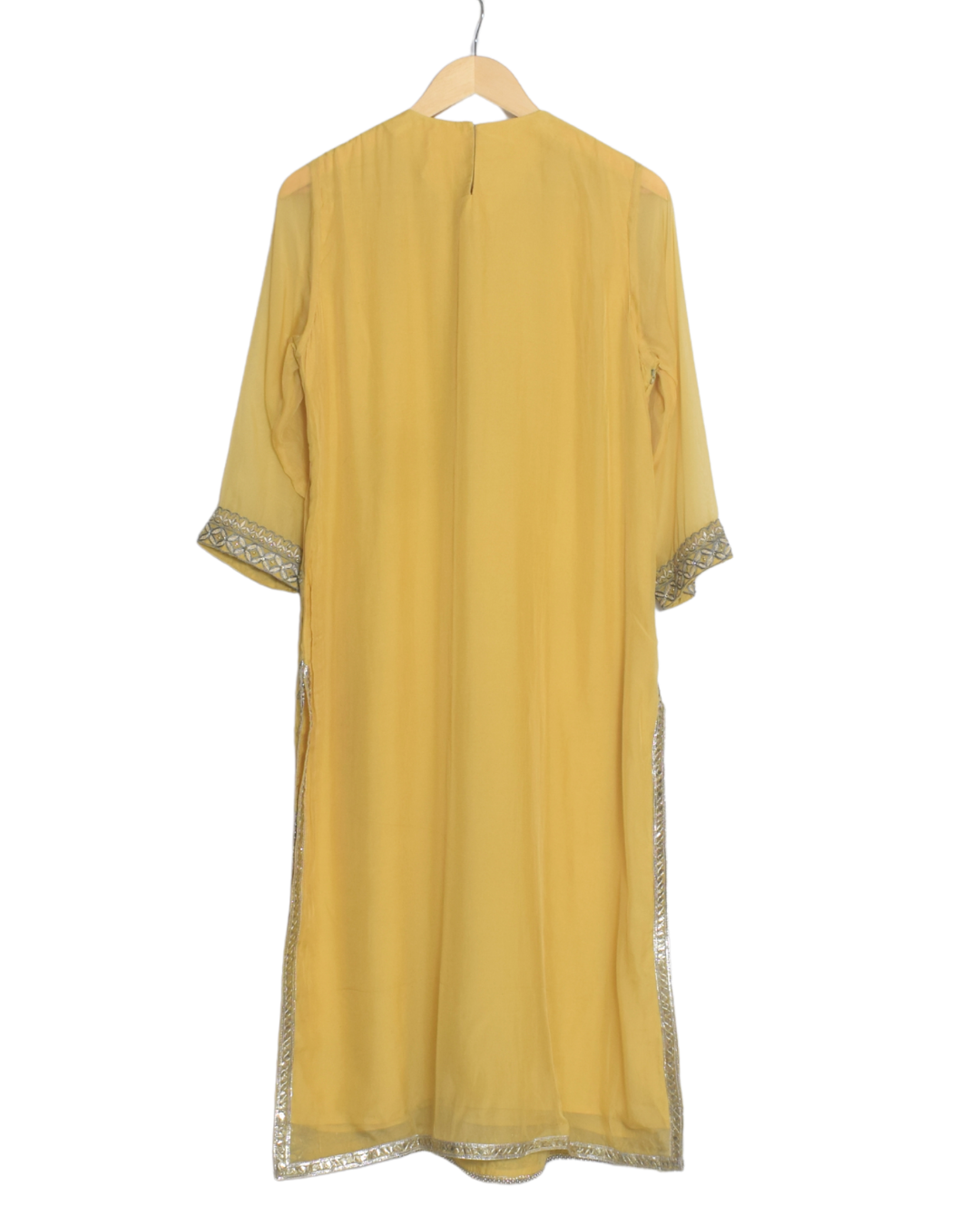 Yellow & Grey Embroidered Kurta Set