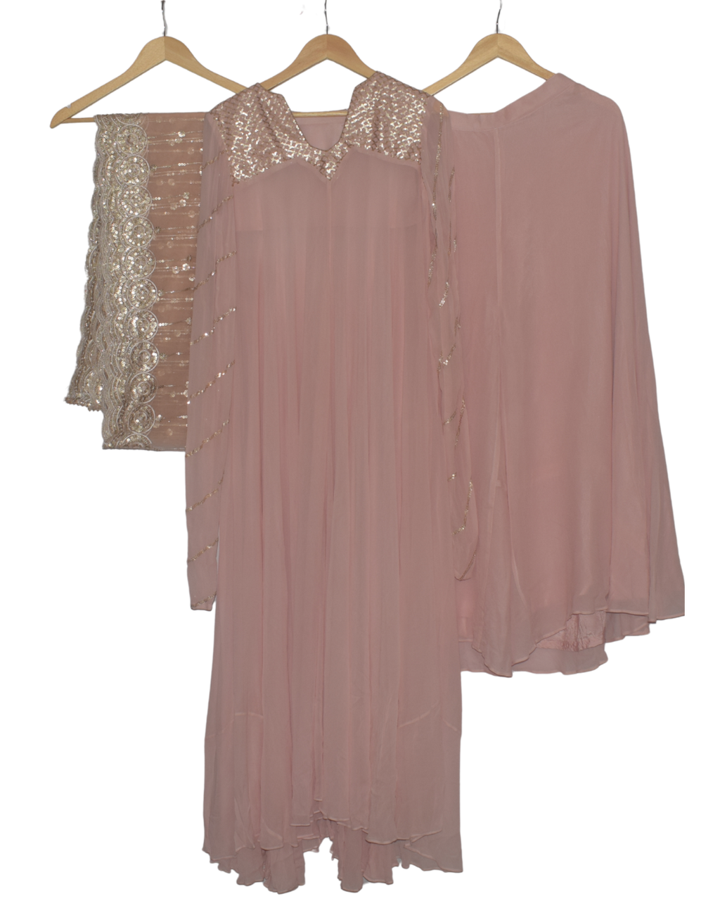 Blush Pink and Gold Sequin Kurta Palazzo Set